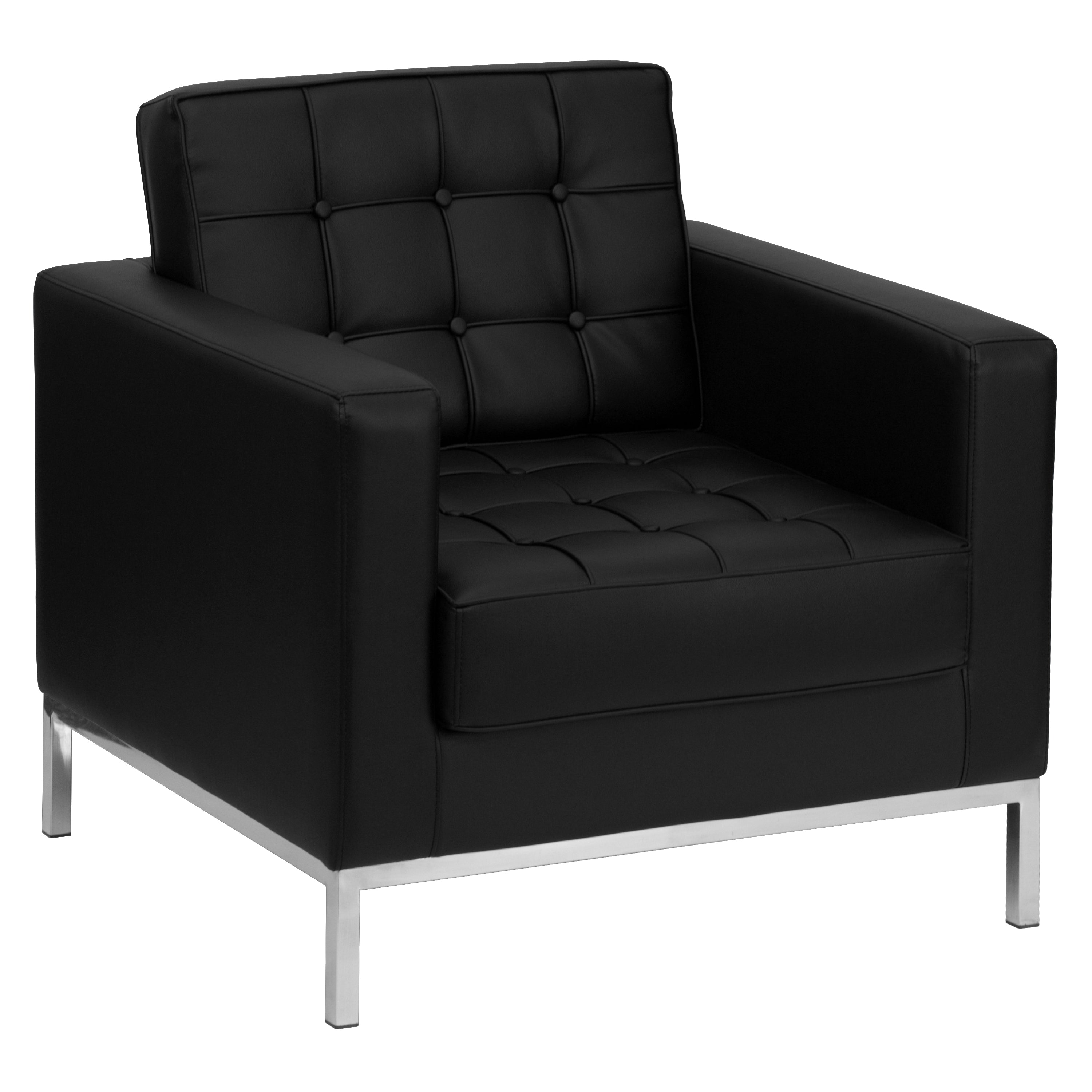 FLASH HERCULES Lacey Series Modern Black LeatherSoft Chair with Stainless Steel Frame - Contemporary Office Chair for Home & Workspace