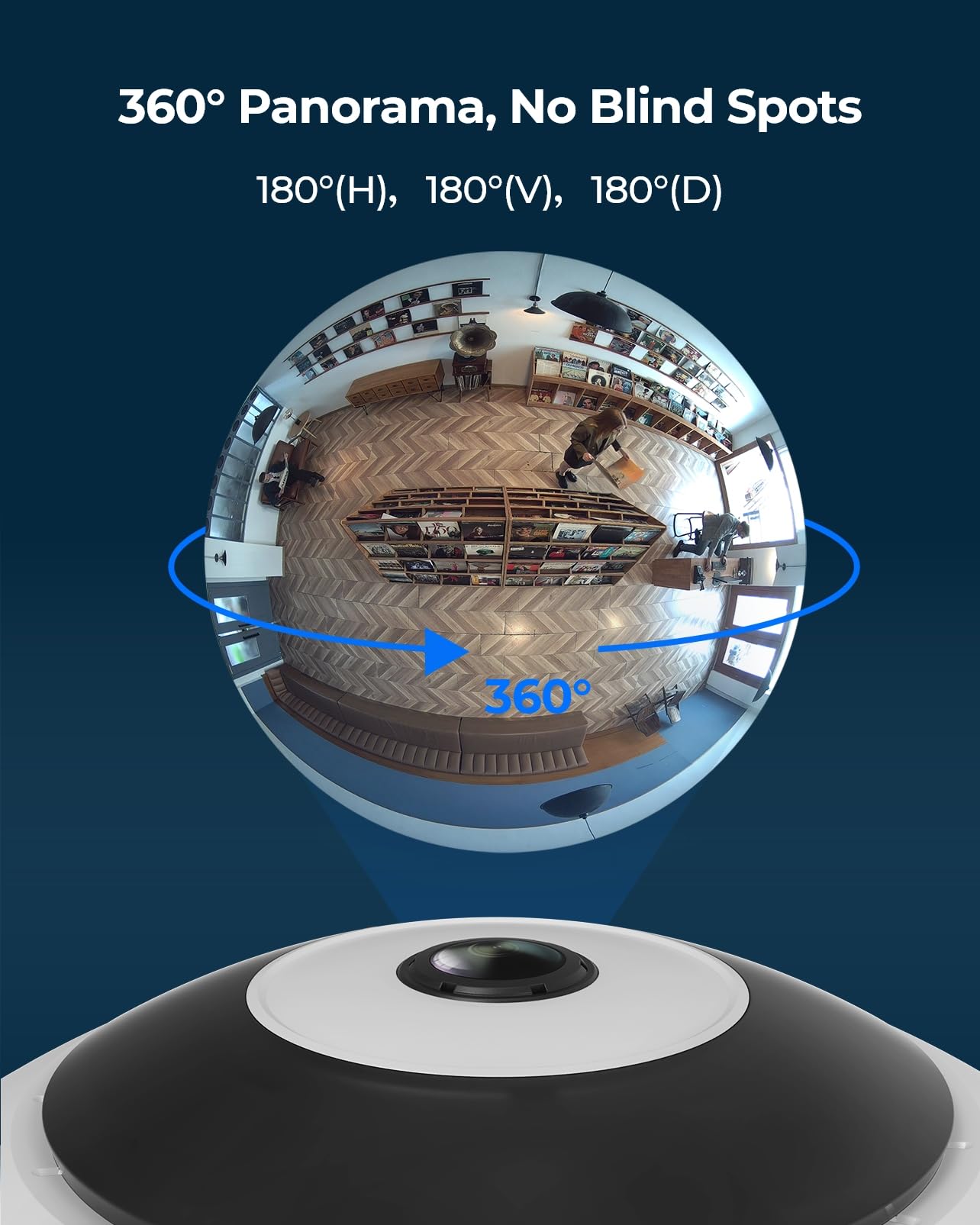Reolink FE-W White 6MP Fisheye Security Camera - 2K+ Wi-Fi Indoor 360° Panoramic View, 2.4/5GHz Dual-Band, Smart Human Detection, 2-Way Audio, Multiple Display Modes, Local Storage & IR Night Vision - Ideal for Home, Office, and Business Security Monitoring