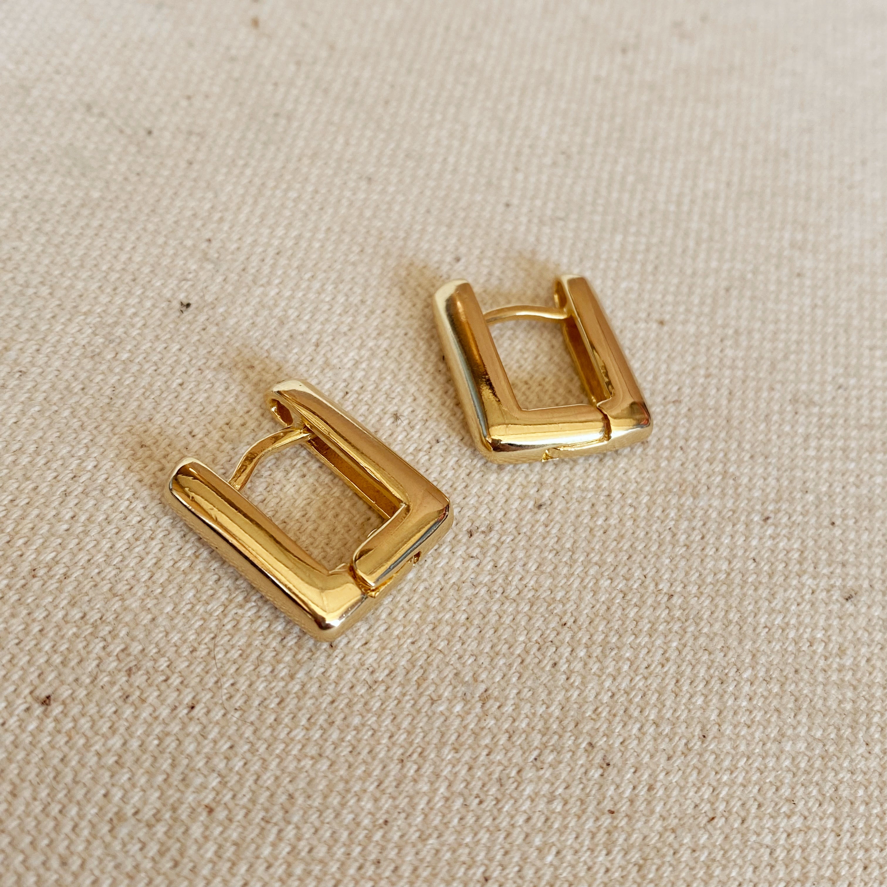 18K Gold Filled Rectangle Hoop Earrings for Women - Elegant Geometric Dangle Earrings for Everyday Wear, Parties & Gifts