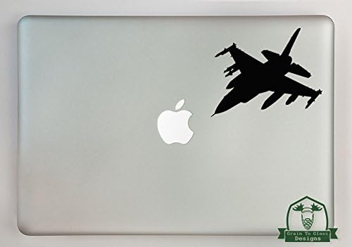 F-16 Fighting Falcon Vinyl Decal Sticker - 6 Inch Black for Car, Truck, Window, Laptop, Phone | Military Aircraft Design for Auto Accessories, Electronics, DIY Decor