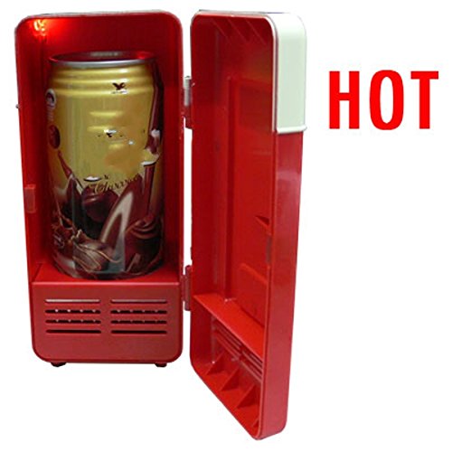 Mini USB Fridge - Portable Cooler & Warmer for Drinks in Car/Office (Red)