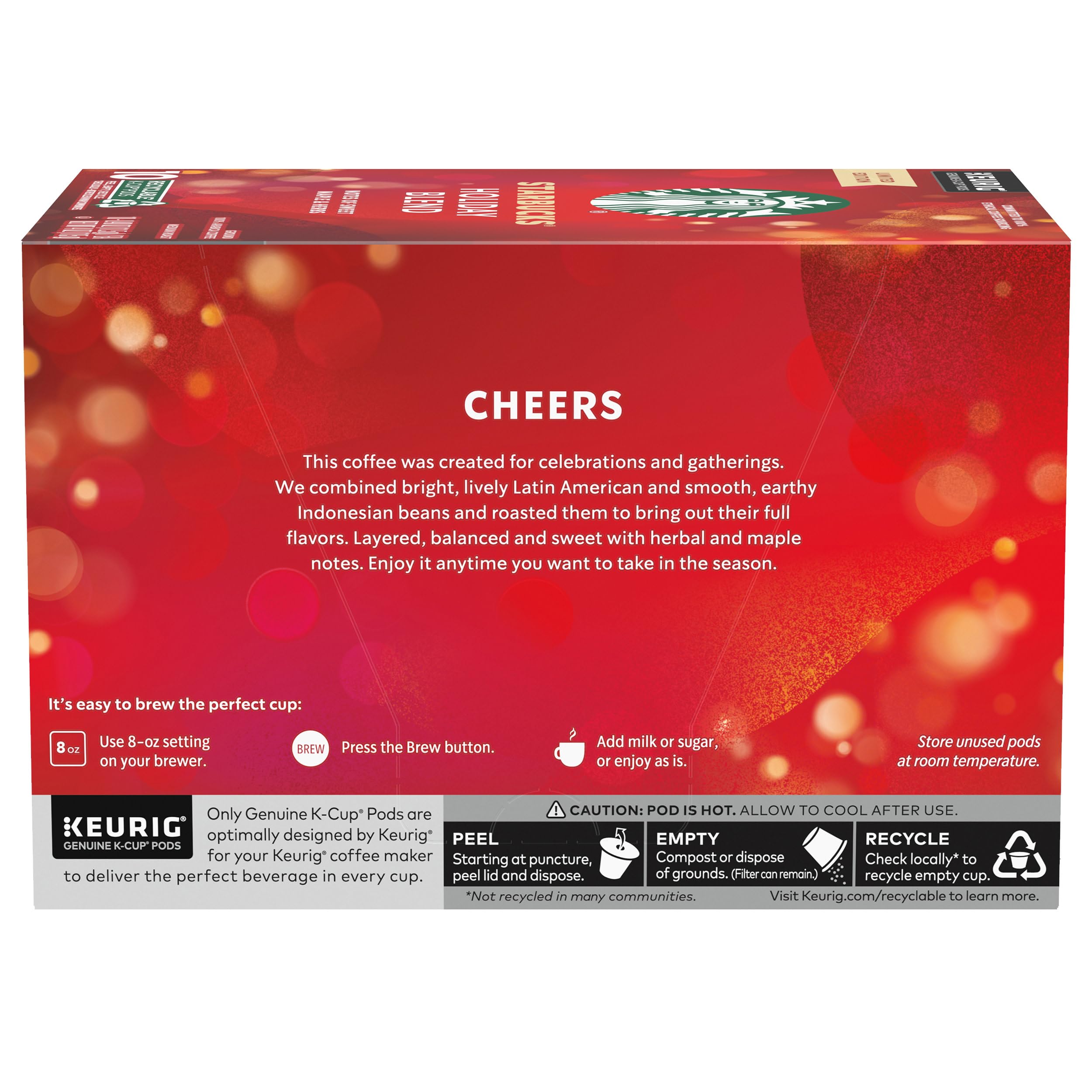Starbucks Holiday Blend K-Cup Coffee Pods - Medium Roast Arabica for Keurig - Limited Edition (10 Pods) - Perfect for Festive Gatherings