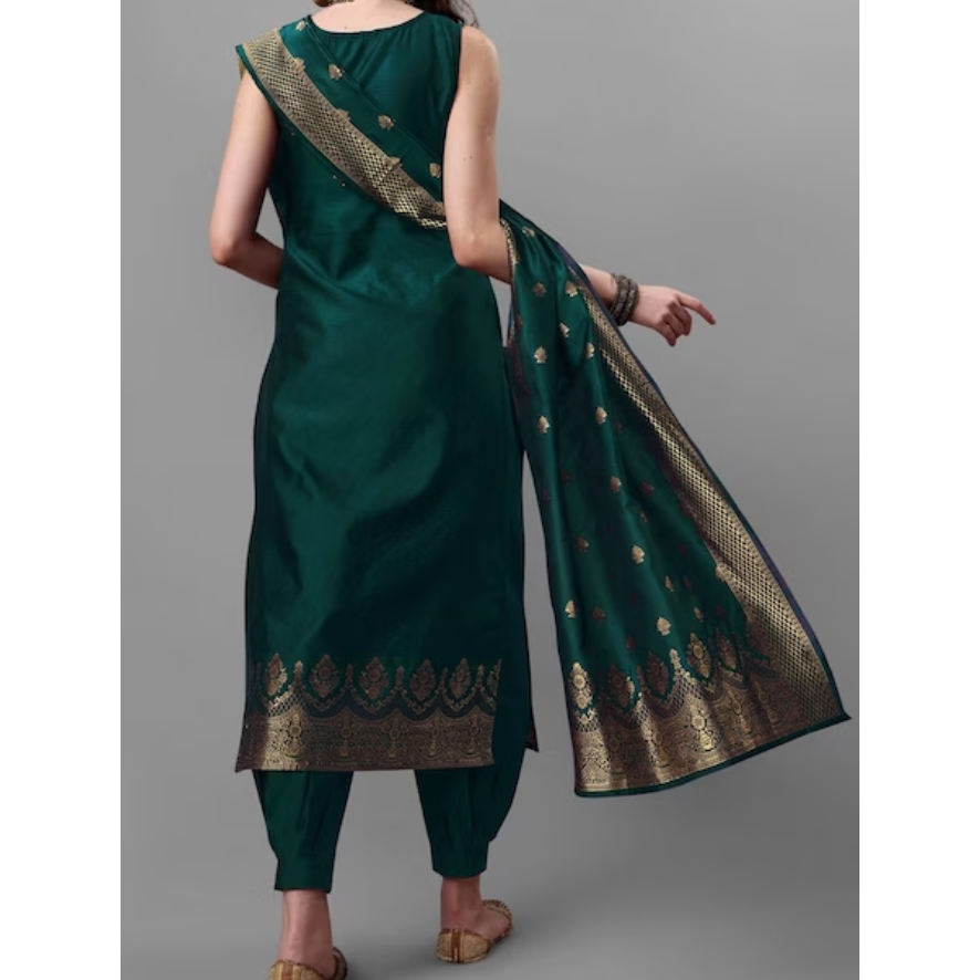 Stylish Green Sleeveless Kurta Set with Pants & Dupatta - Perfect for Indian Festivals, Weddings & Summer Outfits