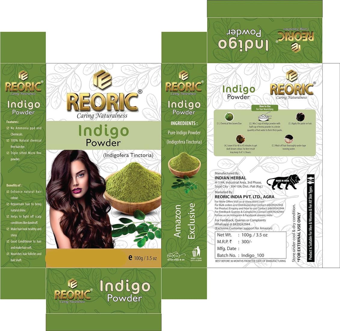 Organic Amla Powder & Indigo Powder for Hair Growth - Indian Gooseberry & Natural Hair Dye (200g, Pack of 2) | Chemical-Free Hair Color for Women | Promotes Healthy Hair & Scalp | Perfect for DIY Hair Masks & Natural Hair Care Routine