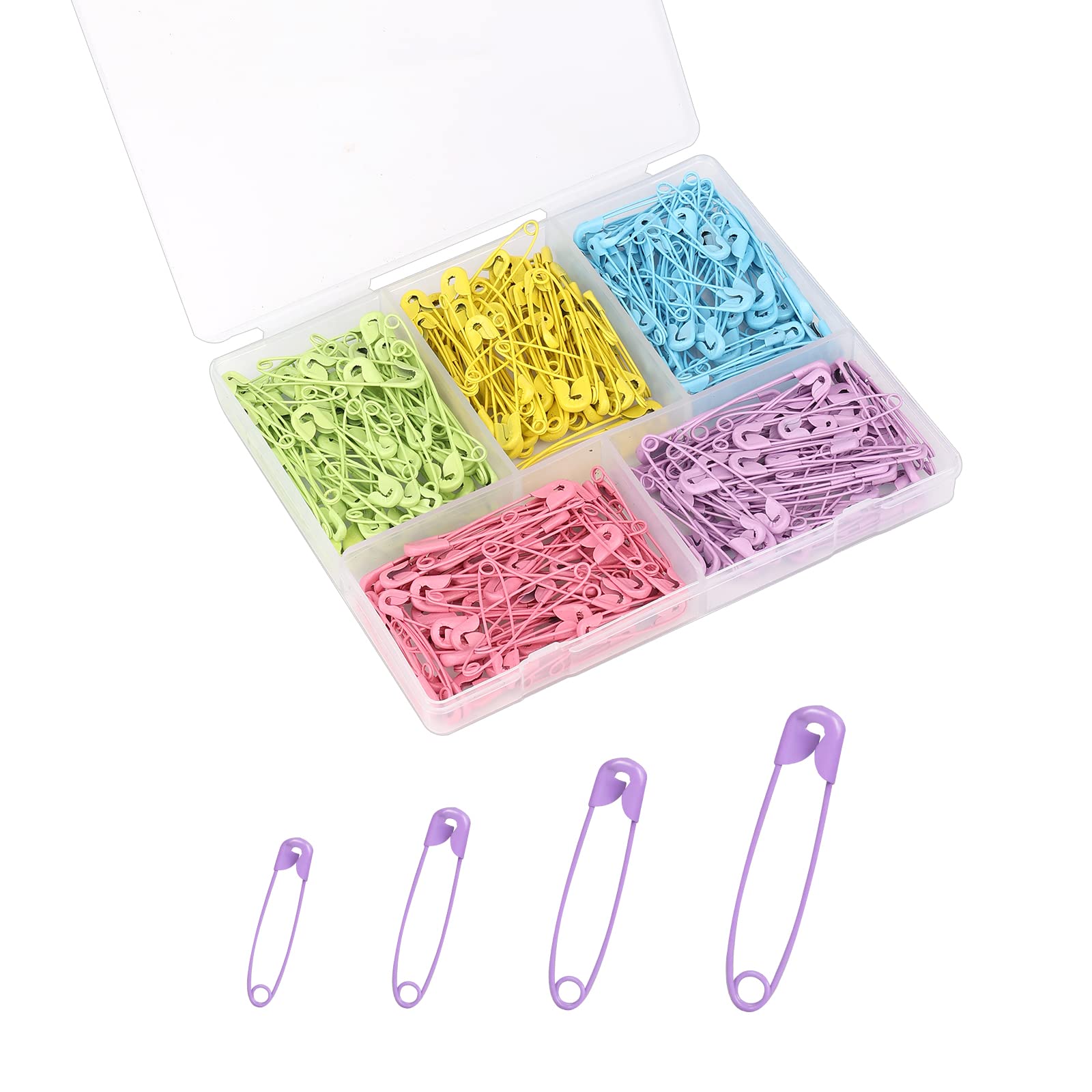 325pcs Colored Nickel-Plated Safety Pins for Sewing, DIY Crafts, Jewelry Making - 4 Sizes & 5 Colors - Perfect for Fabric Projects, Scrapbooking & Clothing Repairs