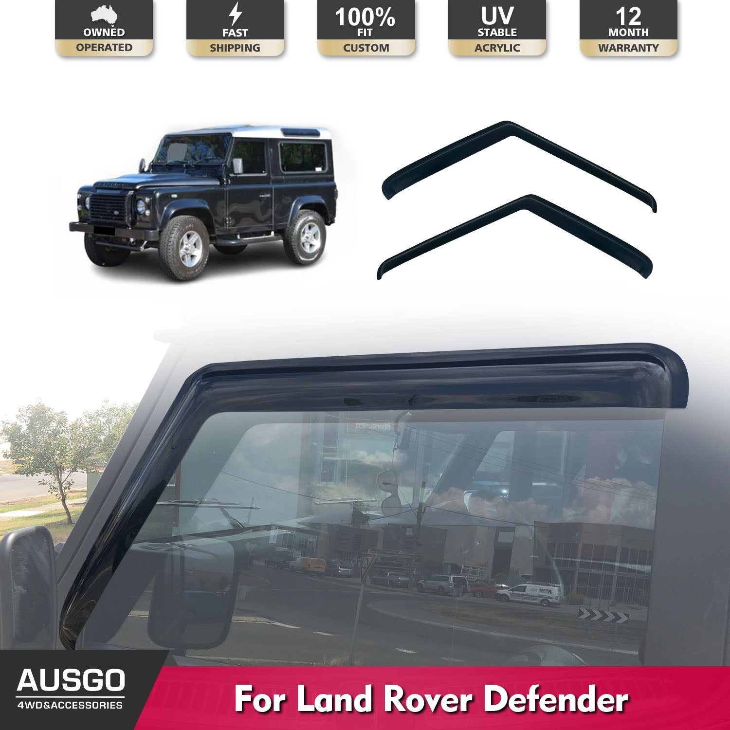 Land Rover Defender Weather Shields (1993-2019 Models) - Durable Rain Guards for Off-Road Adventures & Daily Driving Protection