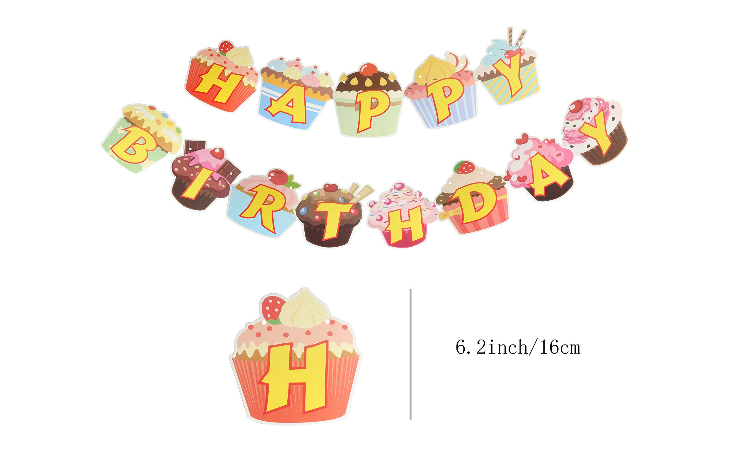 Personalized Happy Birthday Party Banner with Cupcake Design - Custom Birthday Flags for Party Decorations | Perfect for Indoor & Outdoor Birthday Celebrations, Baby Showers & Special Events
