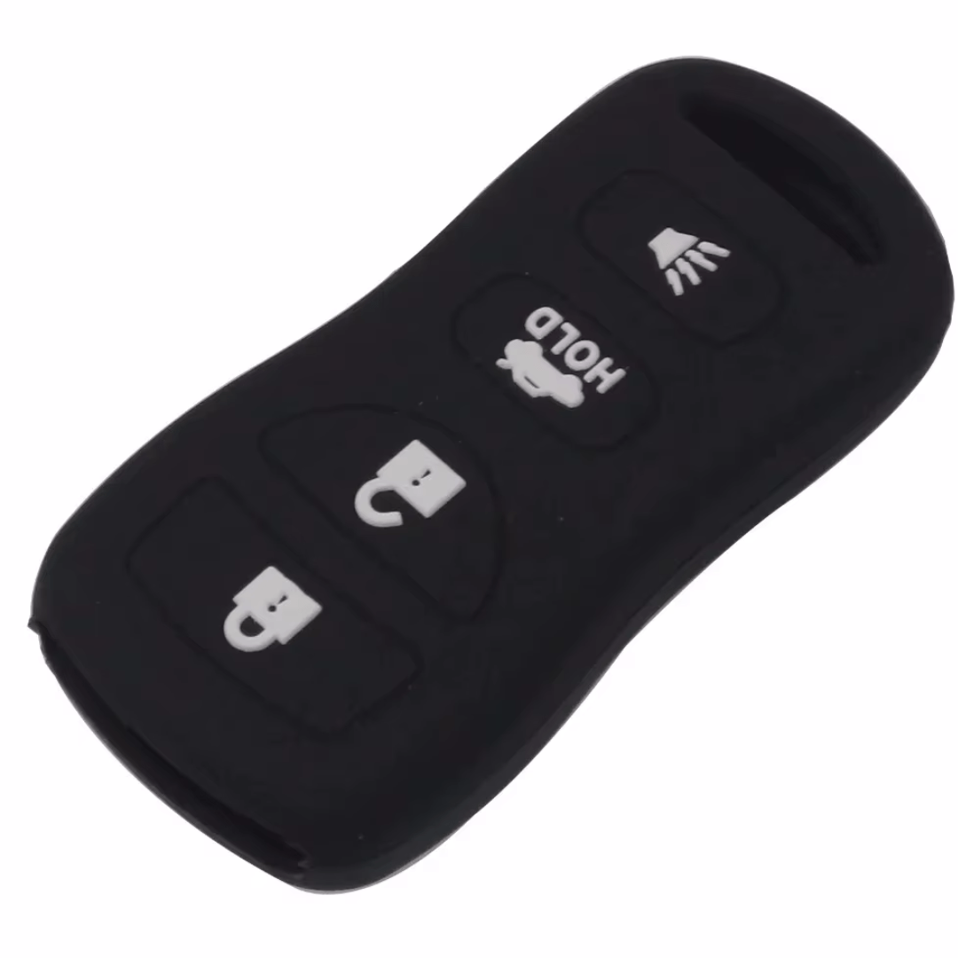 Nissan Remote Key Fob Cover 4-Button Silicone Rubber Case Protector for Armada, Sentra, 350Z, Altima, Maxima & Infiniti - Durable Key Protection for Everyday Use