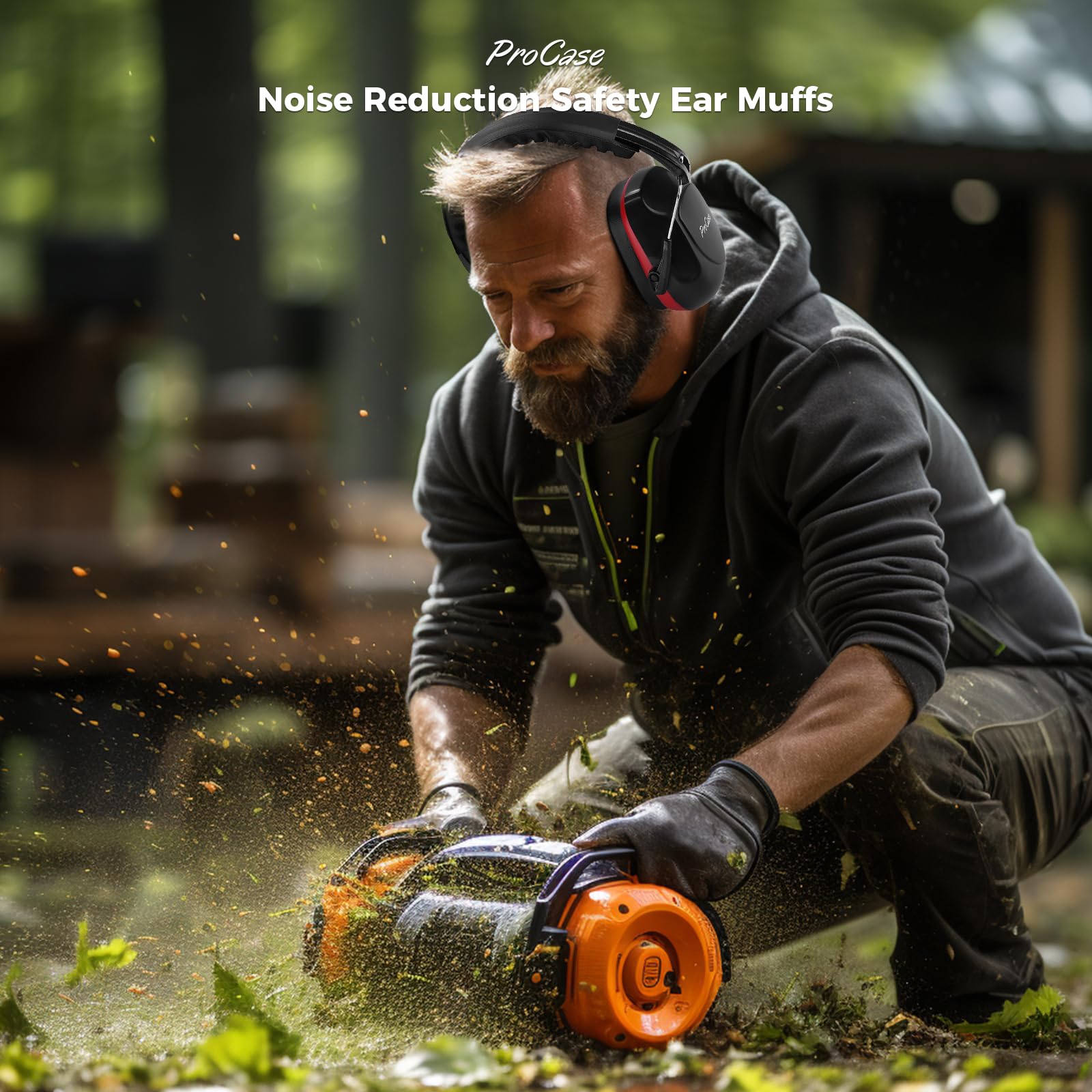 ProCase Noise Cancelling Ear Muffs - 2 Pack NRR 28dB Hearing Protection for Shooting, Gun Range, Mowing & Autism Sensory Relief - Comfortable Ear Defenders for Adults (Red) - Perfect for Construction, Concerts & Loud Work Environments