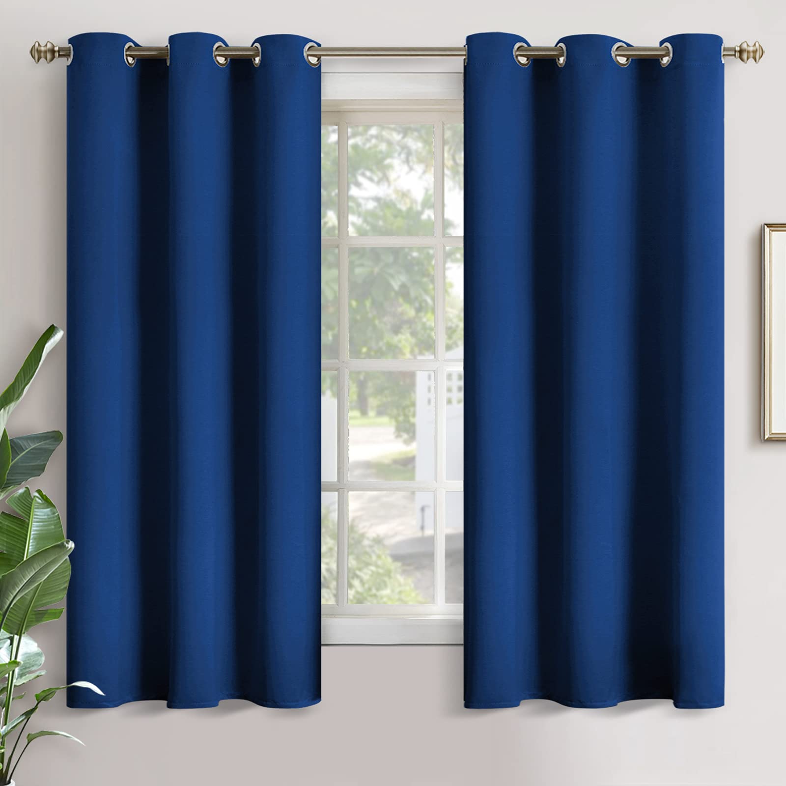 Royal Blue Blackout Curtains for Bedroom - Thermal Insulated Room Darkening Curtains with Grommet Top, 2 Panels 42x63 Inch, Perfect for Kids Room, Nursery & Living Room - Blocks Light & Noise for Better Sleep