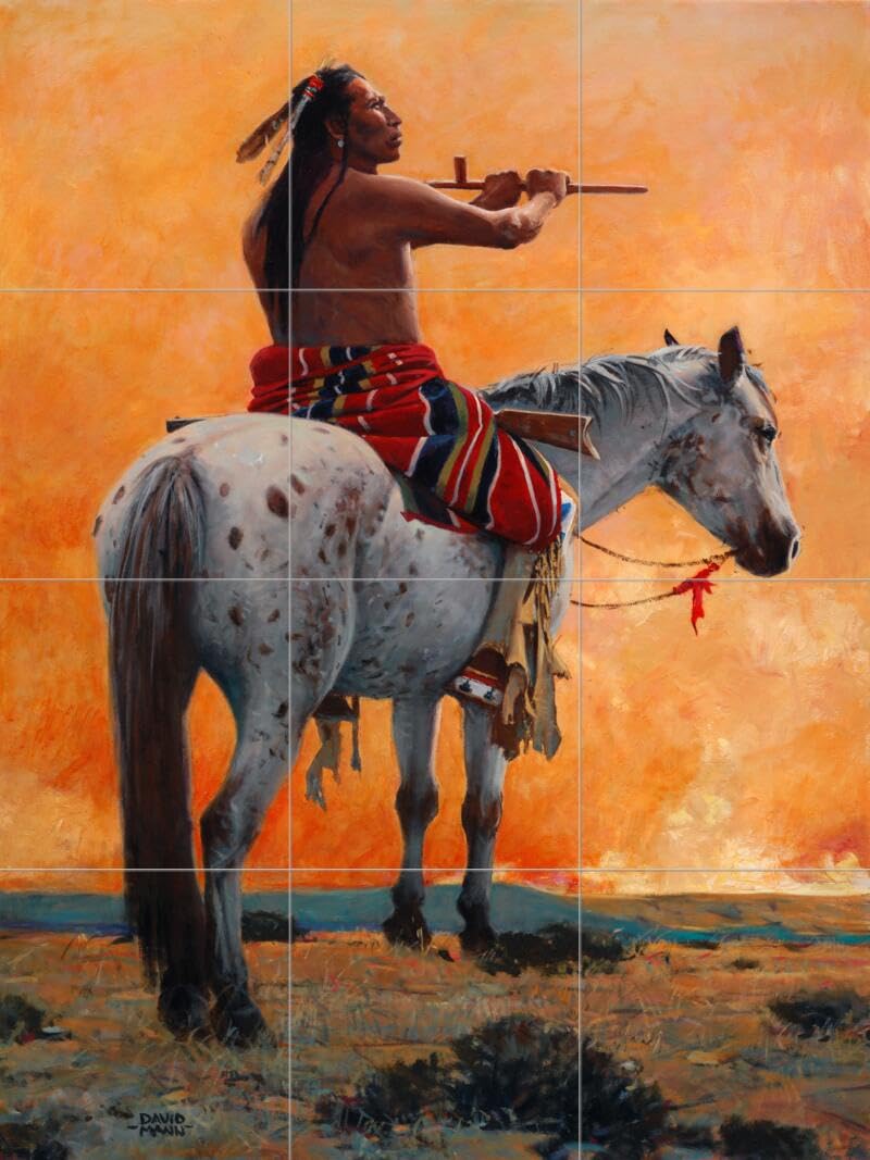 Ceramic Backsplash Tile Mural - The Sun Vow by David Mann - Native American Indian Art for Kitchen & Bathroom Decor - Perfect for Southwestern Style Home Renovation