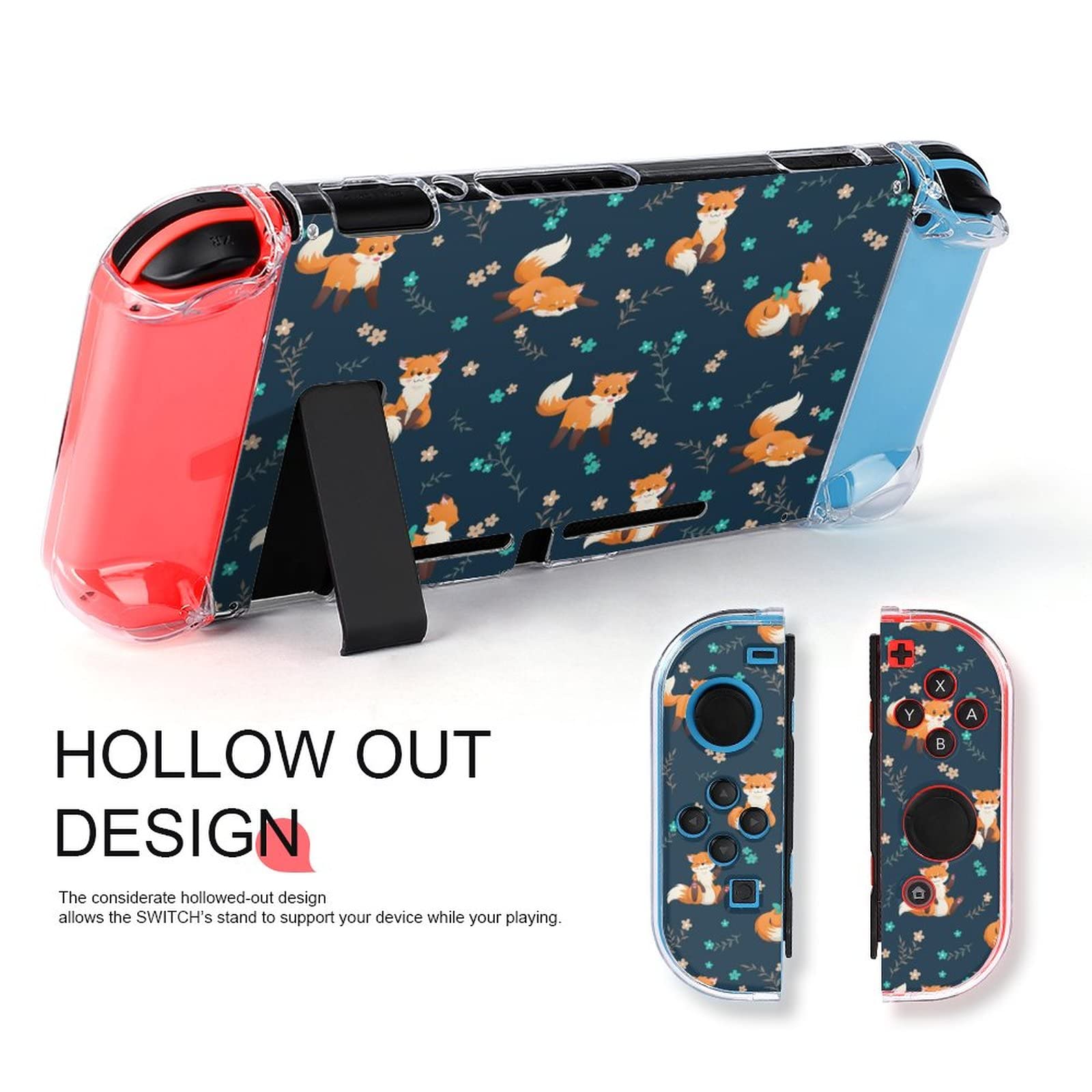 Little Fox Butterfly & Flowers Nintendo Switch Screen Protector Cover - Full Set Accessories Kit with Game Case & Joy-Con Skins - Protective Skin for Switch Console - Perfect for Gaming, Travel & Home Entertainment