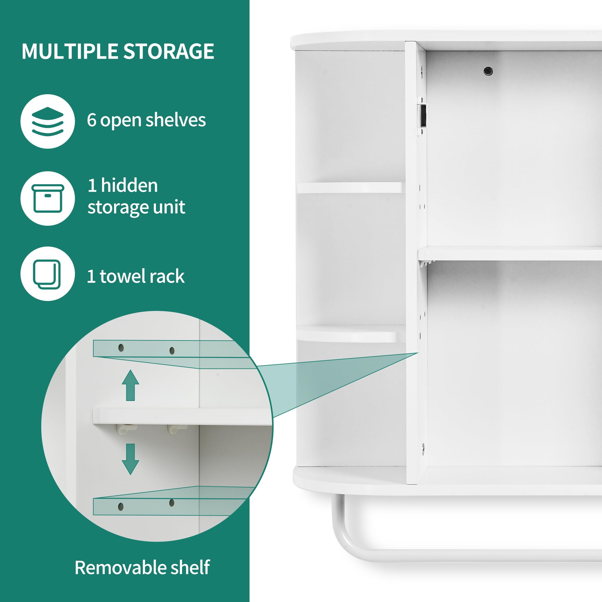 YITAHOME White Wall Mounted Bathroom Medicine Cabinet with Mirror Door & Removable Shelf - Bathroom Storage Organizer for Living Room, Laundry, Bedroom | Perfect for Small Spaces, Makeup Storage & Home Organization