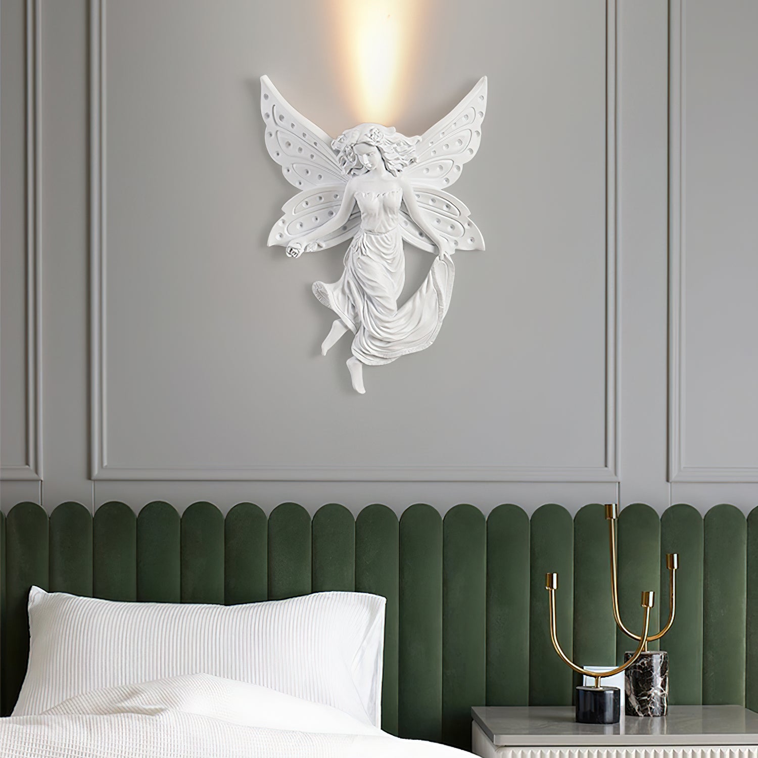 Angel Resin Wall Lamp - Elegant Decorative Lighting for Bedroom, Living Room & Hallway - Perfect for Home Decor & Ambient Lighting