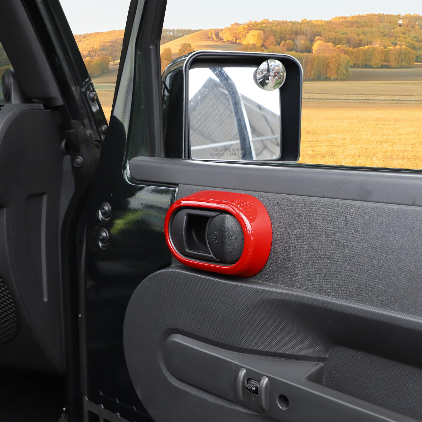 Jeep Wrangler JK JKU Inner Door Handle Trim Cover (2007-2010) - Red Interior Accessories 4pcs - Compatible with Sport, X, Sahara & Rubicon Models - Upgrade Your Jeep's Interior Style for Off-Road Adventures & Daily Driving