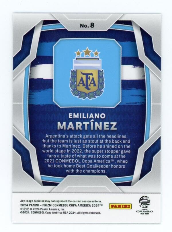 2024 Panini Prizm CONMEBOL Copa America #8 Emiliano Martinez Argentina Soccer Trading Card - Perfect for Collectors, Fans, and Sports Memorabilia Enthusiasts