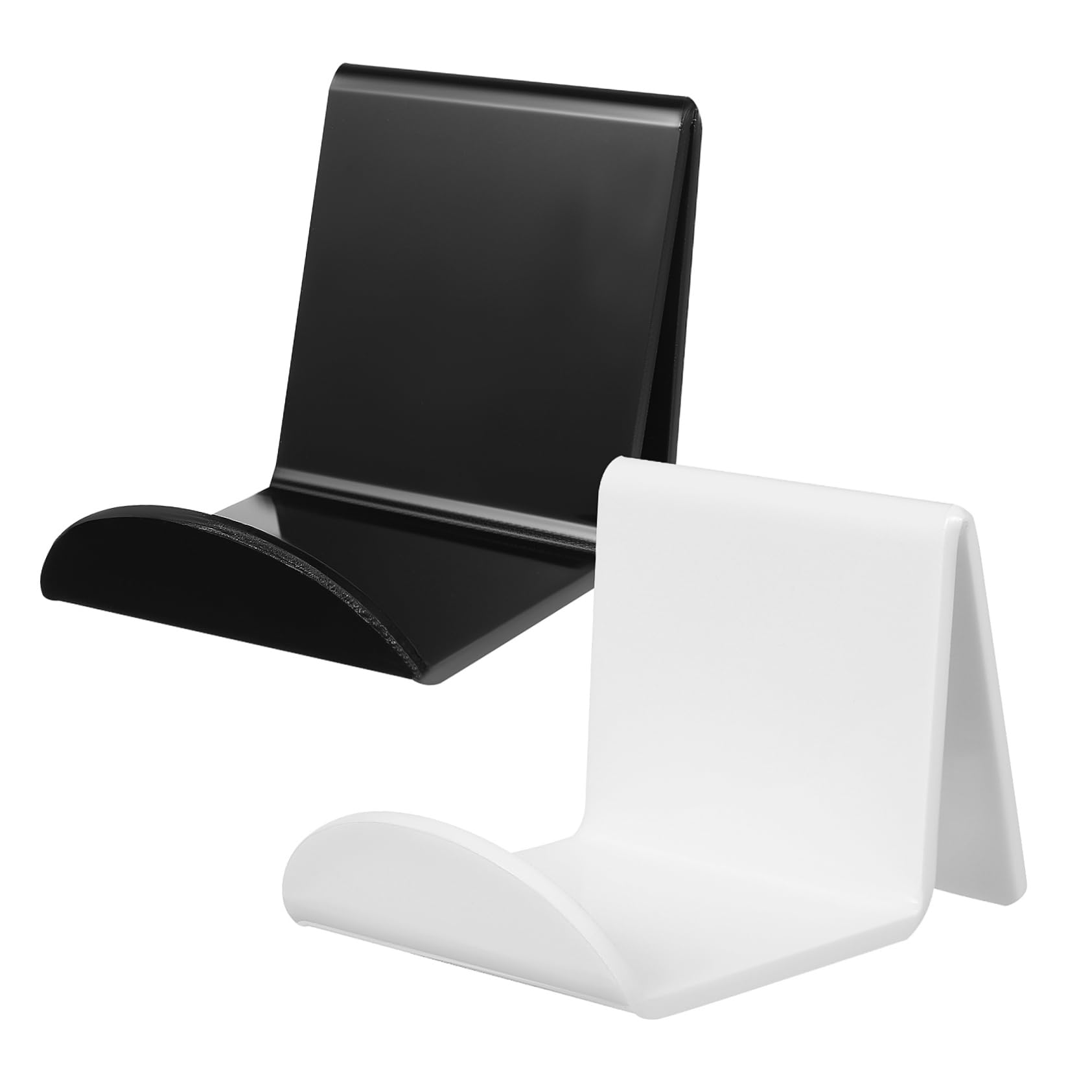 ARTIBETTER 2-Pack Acrylic Headphone Hanger with Adhesive - White & Black Hook for Desk, Wall Mount Headset Holder - Perfect for Gaming, Office, Home Organization