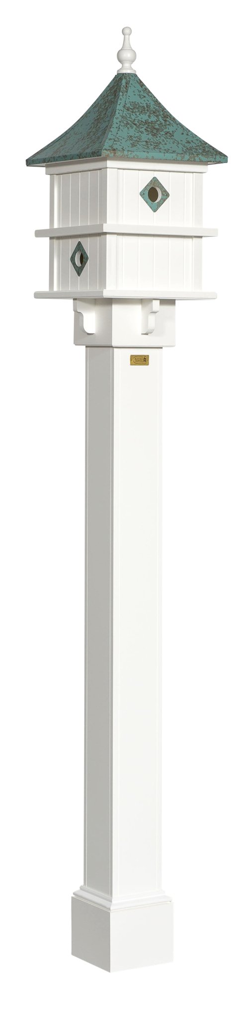 MANOR BIRDHOUSE - 4 Hole PVC Bird House with Removable Top & Decorative Weathervane - Perfect for Garden, Backyard, and Outdoor Wildlife Habitat