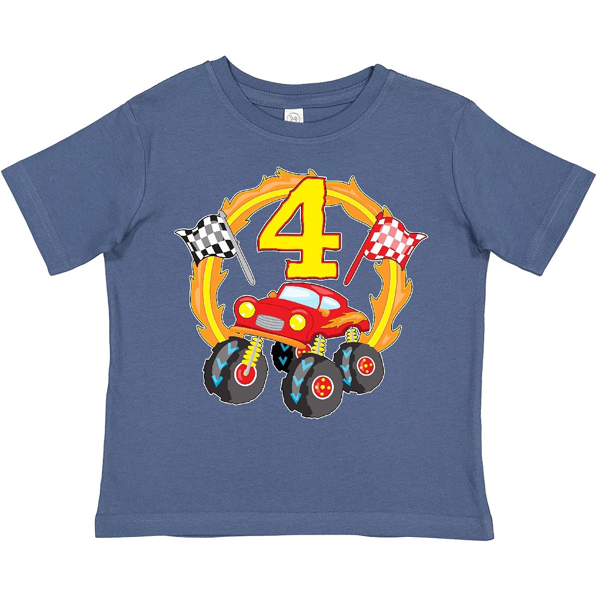Inktastic Monster Truck 4th Birthday Toddler T-Shirt - Cute Graphic Tee for Boys' 4th Birthday Party, Truck Theme Celebration & Casual Wear