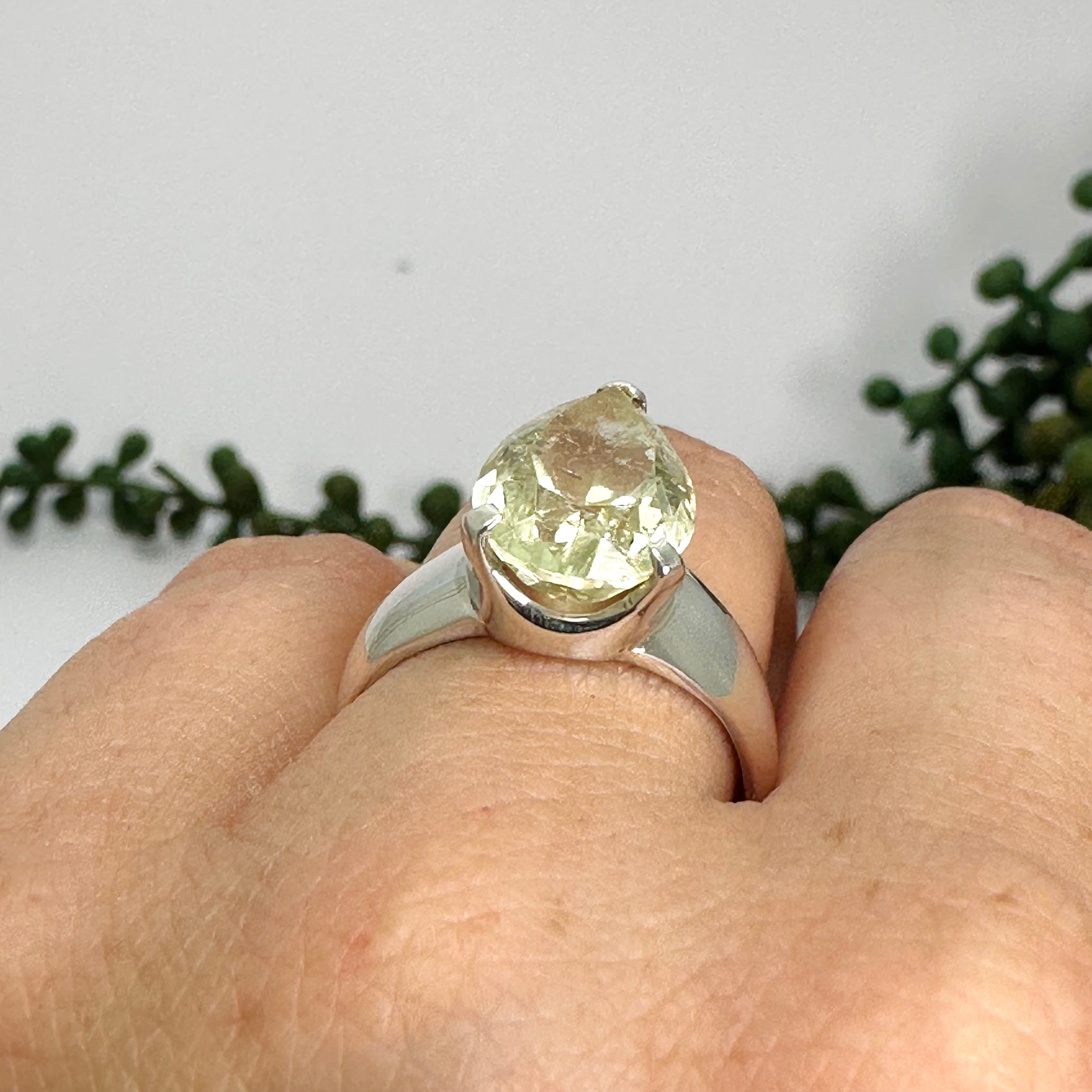 Heliodor Teardrop Faceted Ring - Size 7.5 - PRGJ777 - Elegant Jewelry for Women, Perfect for Weddings, Parties & Special Occasions