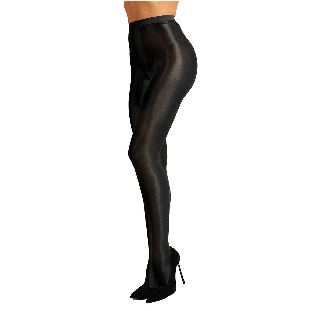 JEATHA Women's Shiny Sheer Tights - 70D High Waist Footed Pantyhose for Everyday Wear & Special Occasions