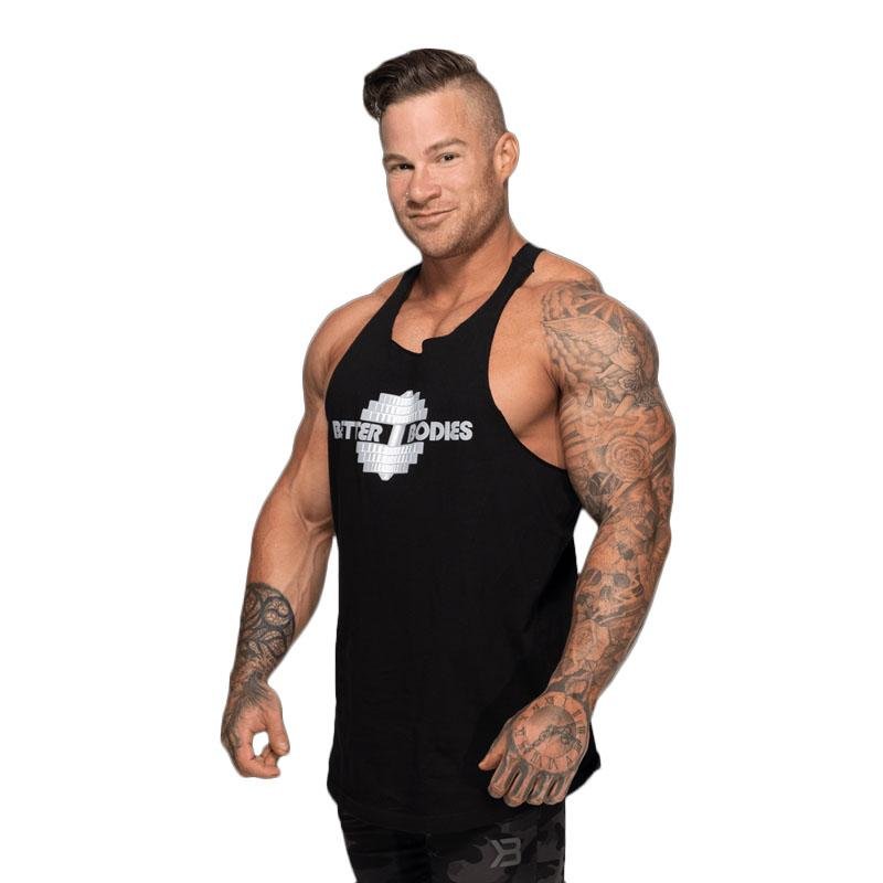 Better Bodies Team BB Stringer V2 Black - Performance Workout Tank Top for Men & Women - Gym, Running, Fitness Training Apparel