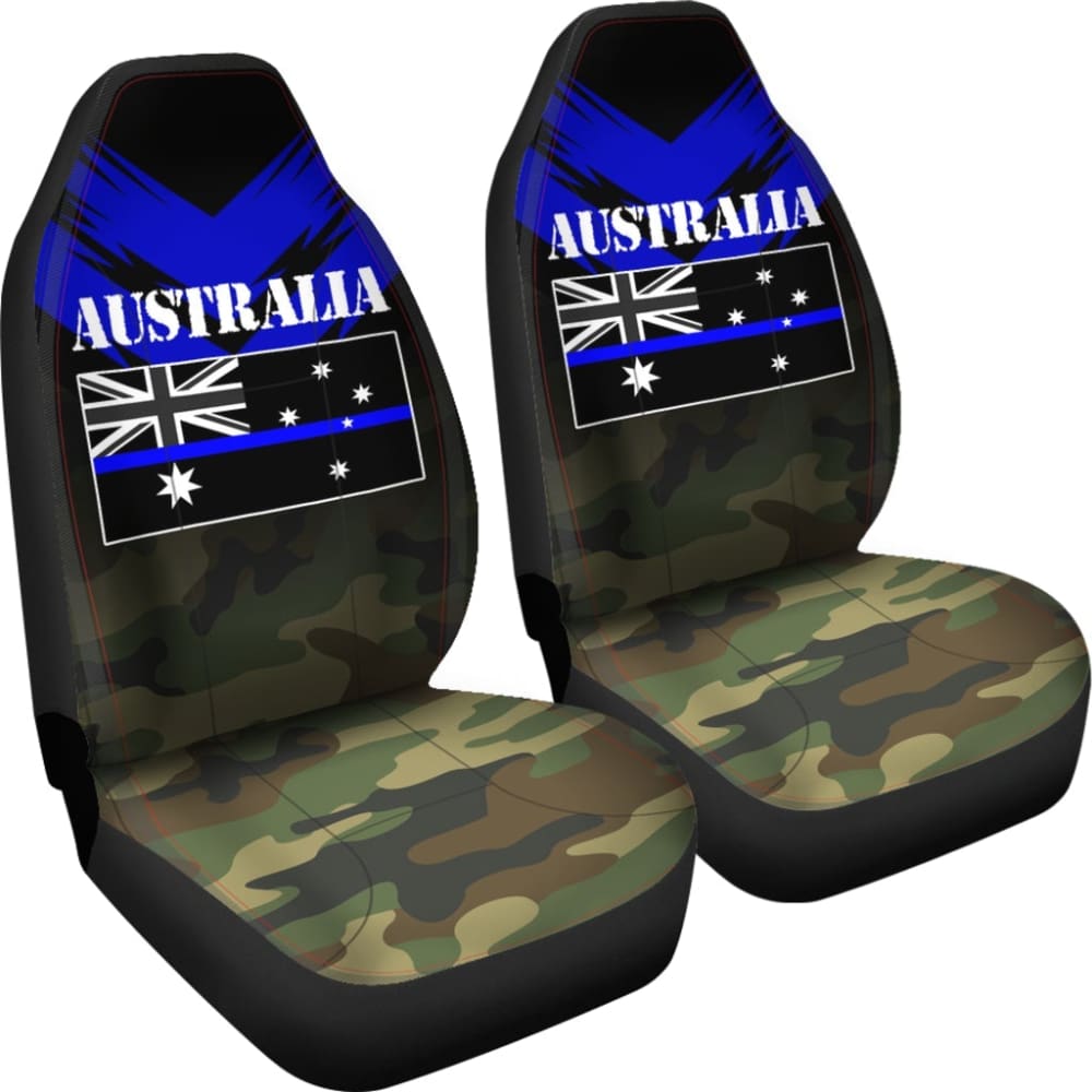 Premium Australia Flag Car Seat Covers - Thin Blue Line Design 094201 | Durable & Stylish for Cars, Trucks & SUVs - Show Your Aussie Pride on the Road