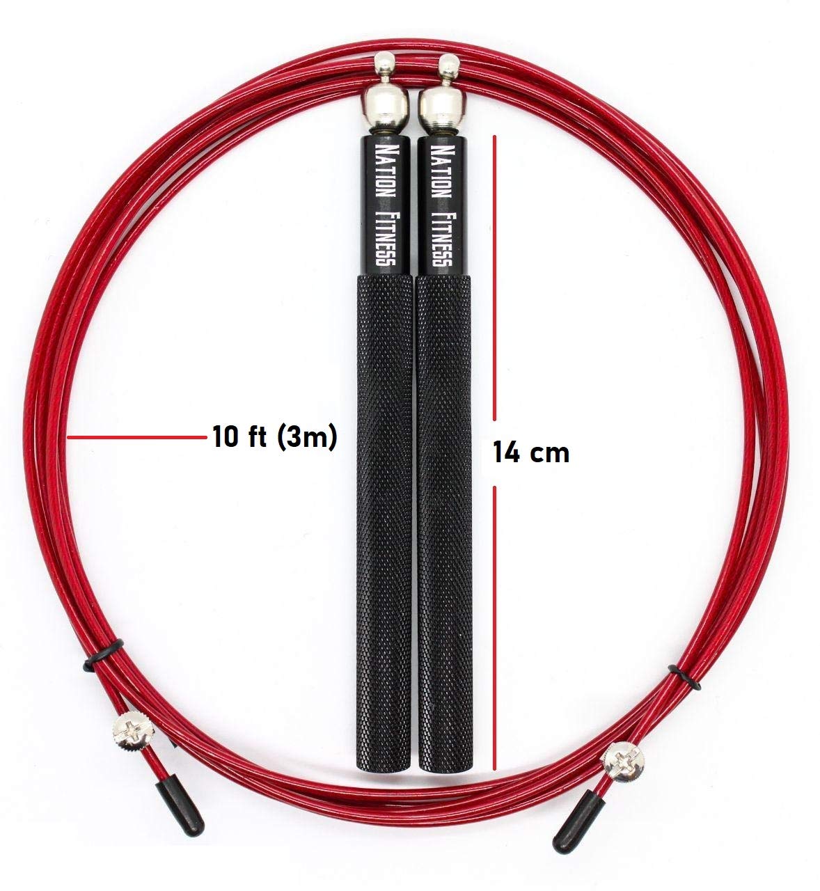 Nation Fitness Adjustable Speed Jump Rope - 10ft Skipping Rope with Anti-Slip Aluminum Handles & Ball Bearings for CrossFit, Boxing, Double Unders | Home Gym & Outdoor Workout Equipment for Men & Women