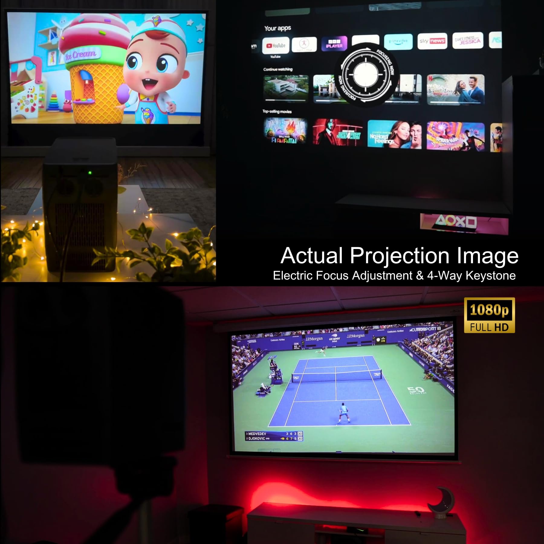 AAXA L500 Pro Version Premium Bluetooth & WiFi Projector - 1080p HDR 5G Wireless Mini Projector with 10W Speakers, iPhone/Android Mirroring & App Streaming | Perfect for Home Theater, Outdoor Movies, and Office Presentations