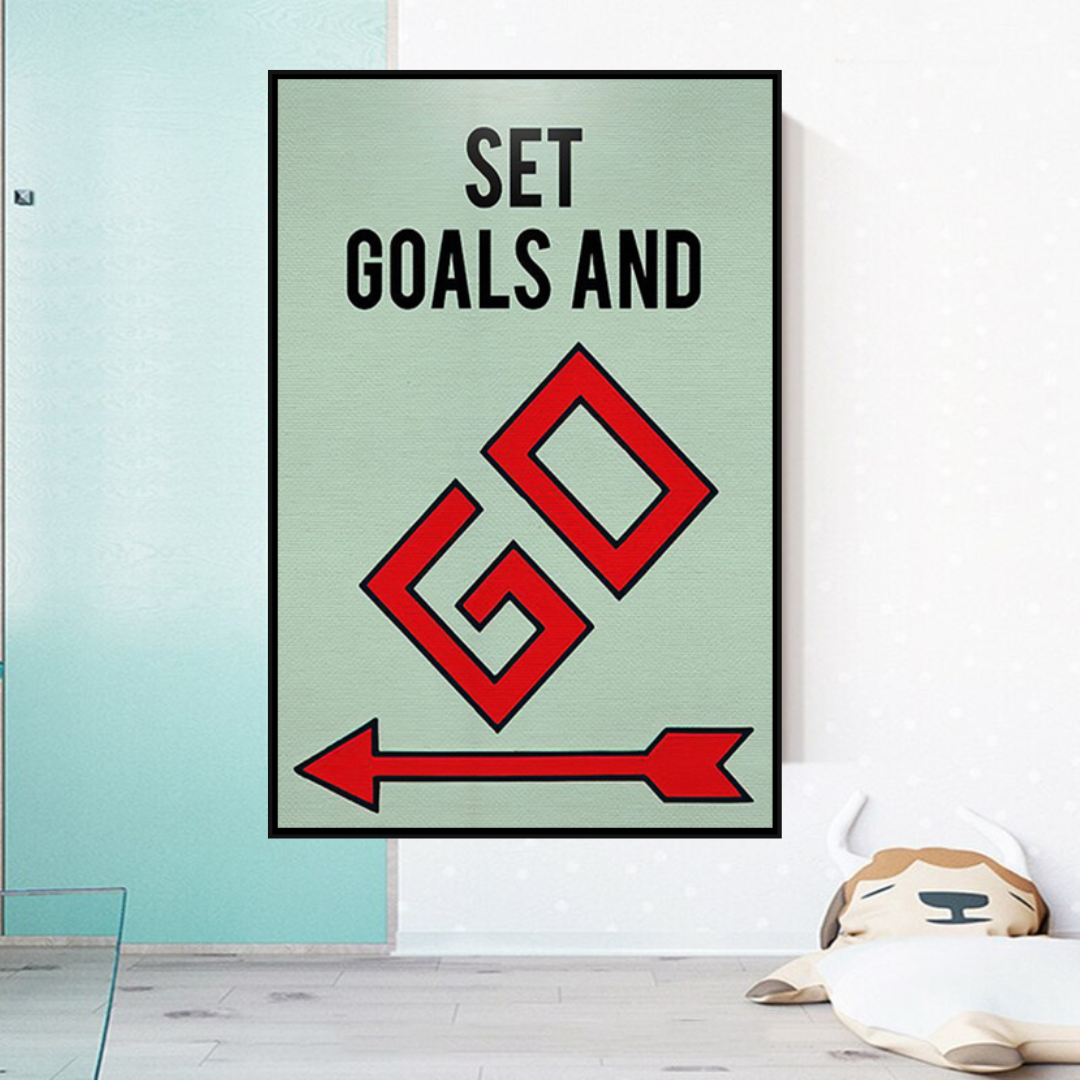 Alec Monopoly Set Goals and Go Play Card - Canvas Wall Art Decor for Home, Office & Game Room - Perfect Gift for Art Lovers & Board Game Fans