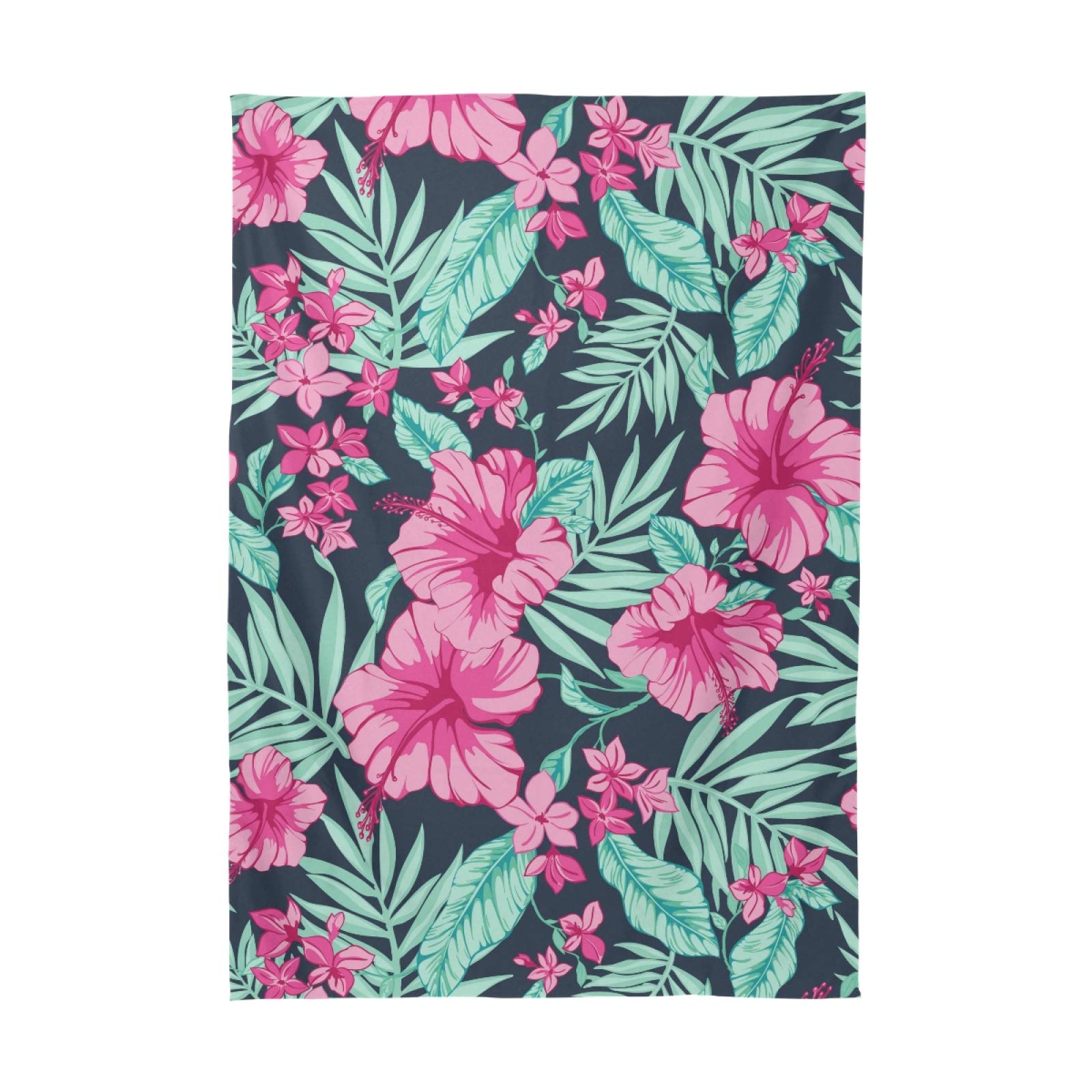 Classic Tropical Hibiscus & Palm Leaf Polyester Tablecloth - 60 Inch Rectangle & Square Table Cover for Party, Dinner Decor - Perfect for Weddings, BBQs, and Tropical-Themed Events