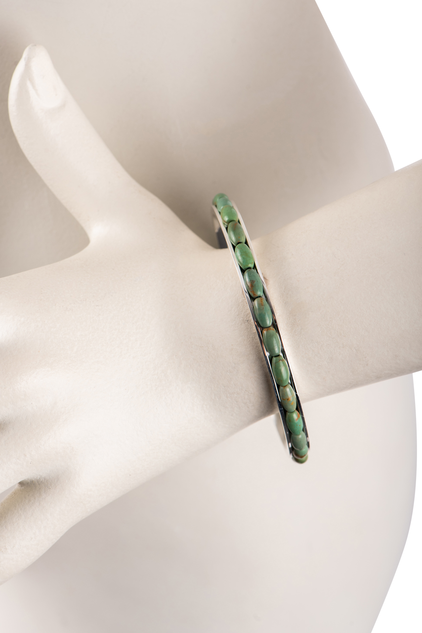 Paige Wallace Green Turquoise Round Bangle Bracelet for Women - Handmade Boho Jewelry Gift for Birthday, Anniversary & Special Occasions | Perfect for Layering, Boho Fashion & Everyday Wear