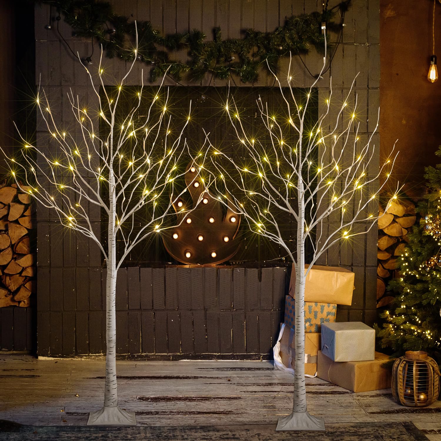 LIGHTSHARE 6FT 72L LED Birch Tree Lights - 2 Pack Warm White Christmas Tree Lights for Holiday Party Decorations - Indoor & Outdoor Use for Garden, Yard, Patio, and Home Decor