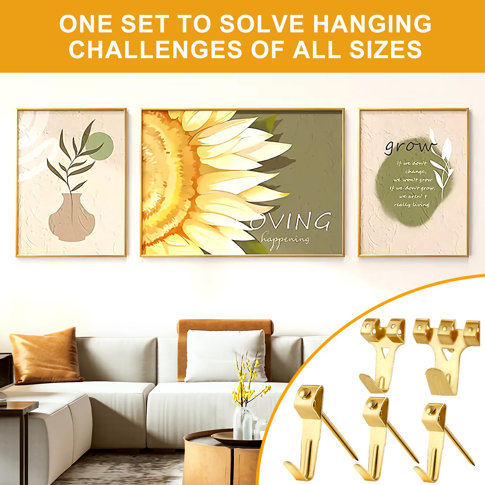 KURUI 303Pcs Heavy Duty Picture Hanging Kit - Wall Hooks, Sawtooth Hangers, D Rings, Picture Wire & Mounting Nails for Frames, Canvas & Wall Art - Perfect for Home Decor, Gallery Display & DIY Projects