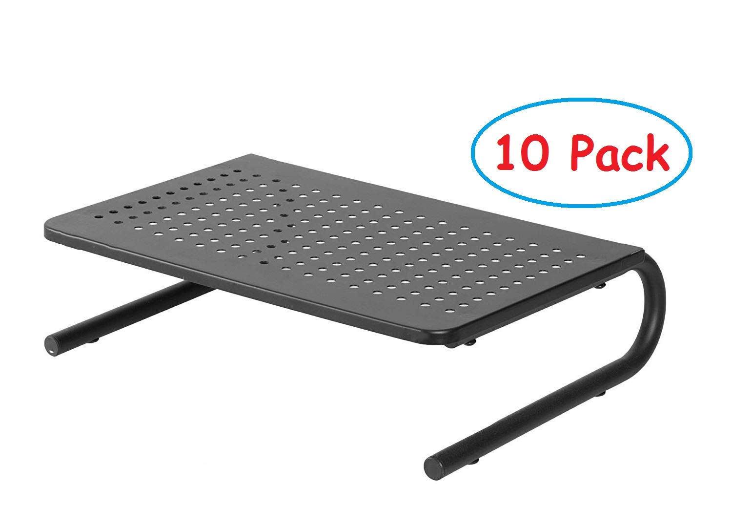 MP-82 10 Pack Premium Steel Mesh Monitor Stand - Vented Metal Desktop Riser for Computer Monitors, Laptops, Printers, iMac & TV - Perfect for Home Office, Gaming Setup & Workspace Organization