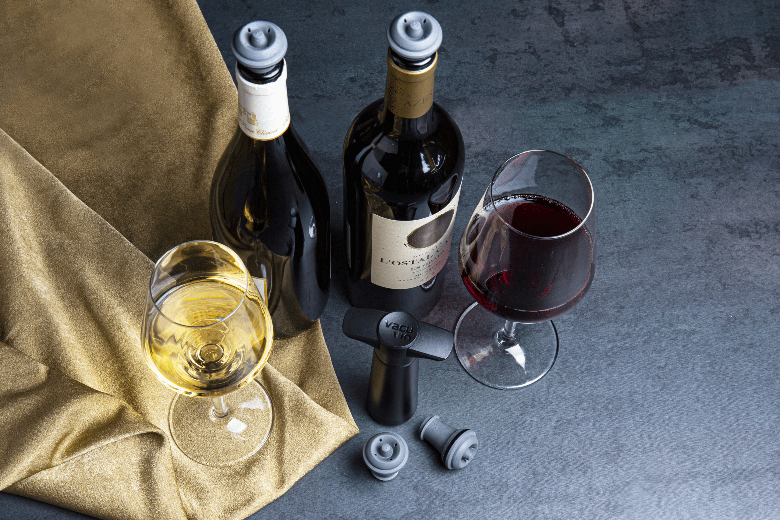 Premium Vacuum Wine Stoppers Set of 6 - Grey Airtight Wine Bottle Sealers for Red, White & Sparkling Wines - Perfect for Home Bars, Parties & Wine Preservation
