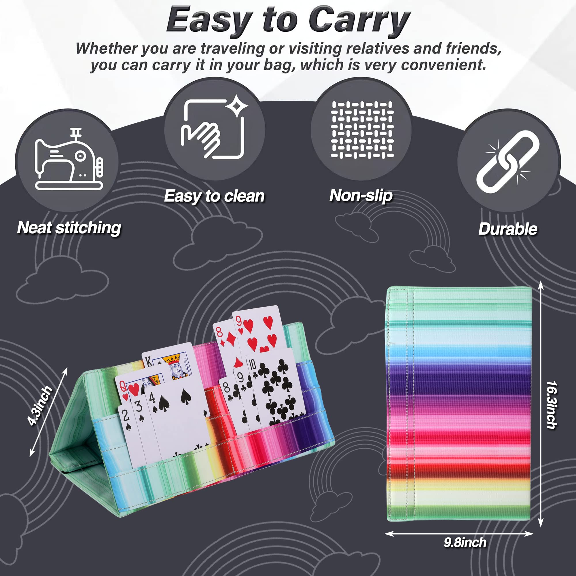 Rainbow Hands-Free Folding Card Holder for Poker, UNO, Bingo & Canasta - Durable Playing Card Stand for Kids & Adults - Perfect for Family Game Nights & Casino Parties