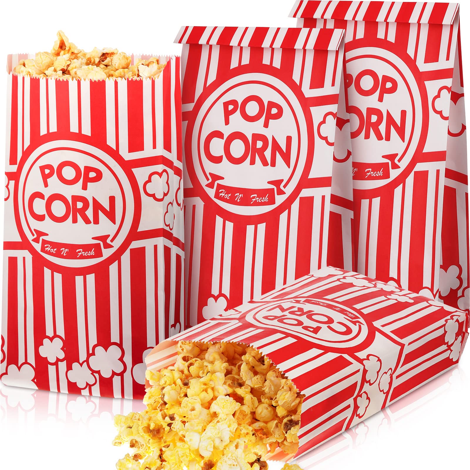 300 Pcs 2oz Disposable Popcorn Bags - Bulk Greaseproof & Tear-Resistant Treat Holders for Movie Nights, Carnivals, Birthday Parties - Perfect for Home Theater, Concessions Business & Event Supplies