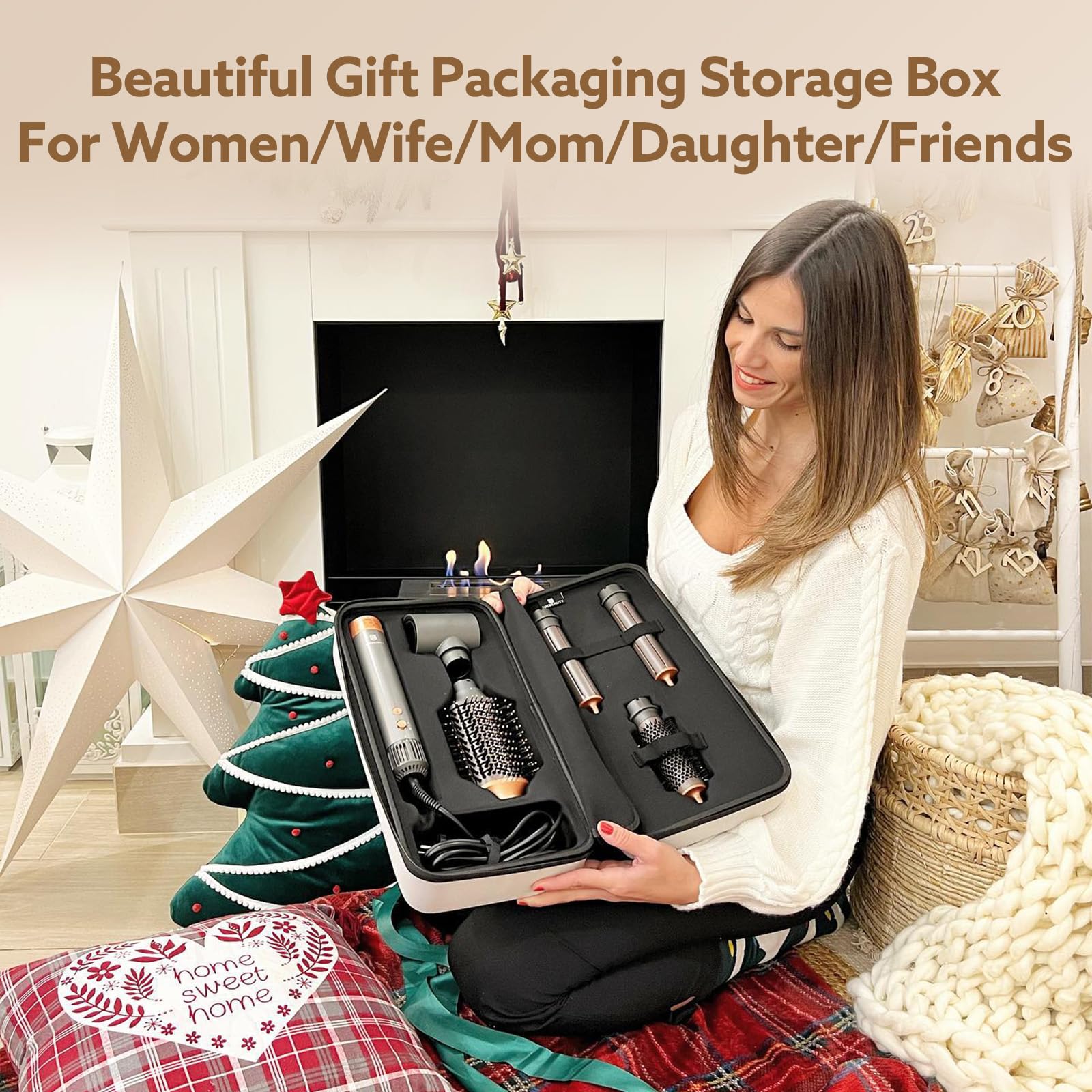 Webeauty 5-in-1 Professional Hair Dryer Brush - Ionic Hot Air Styling Tool with Fast Drying, Volumizing & Curling Iron for Salon-Quality Blowouts - Includes Travel Case (Grey Gold) - Perfect for Home Styling, Travel & Salon Professionals