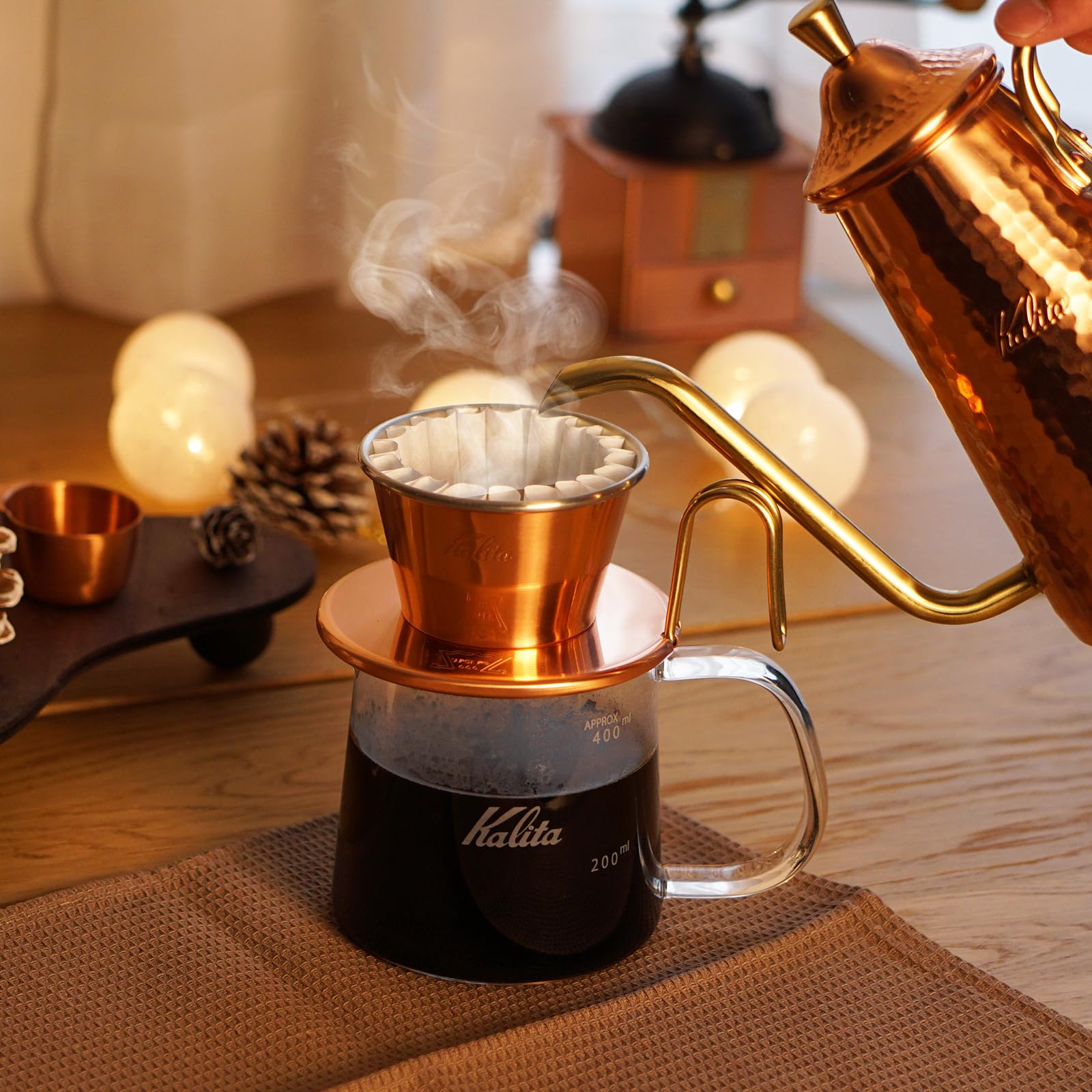 Premium Japanese Copper Coffee Pot - Tsubama Slim 700CU (700ml/23.7oz) with Fine Nozzle for Perfect Pour Over | Direct Fire Drip Kettle for Home Brewing, Cafe Use & Camping Outdoor Activities