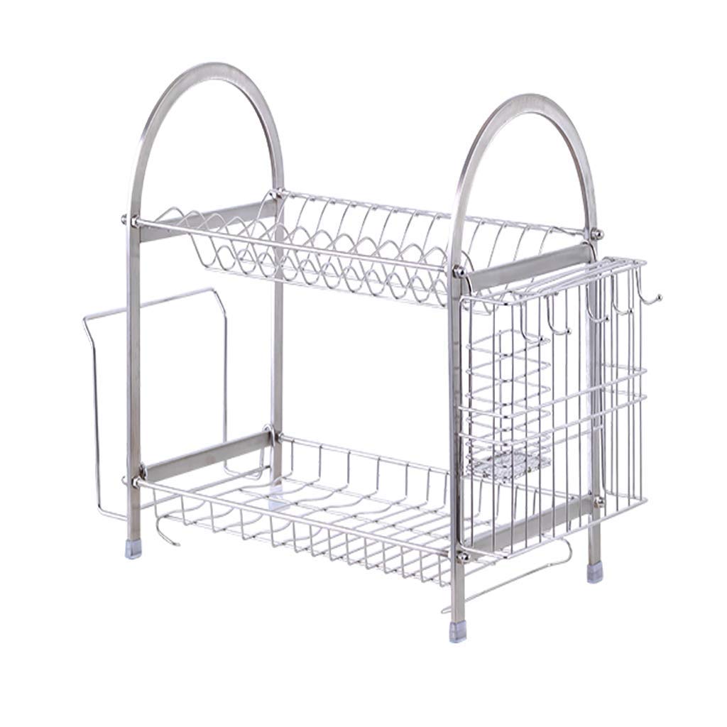 Stainless Steel Dish Rack with Cutlery Tray - Kitchen Drain Rack & Utensil Storage Organizer for Countertop - Perfect for Small Spaces, Dish Drying, and Kitchen Organization