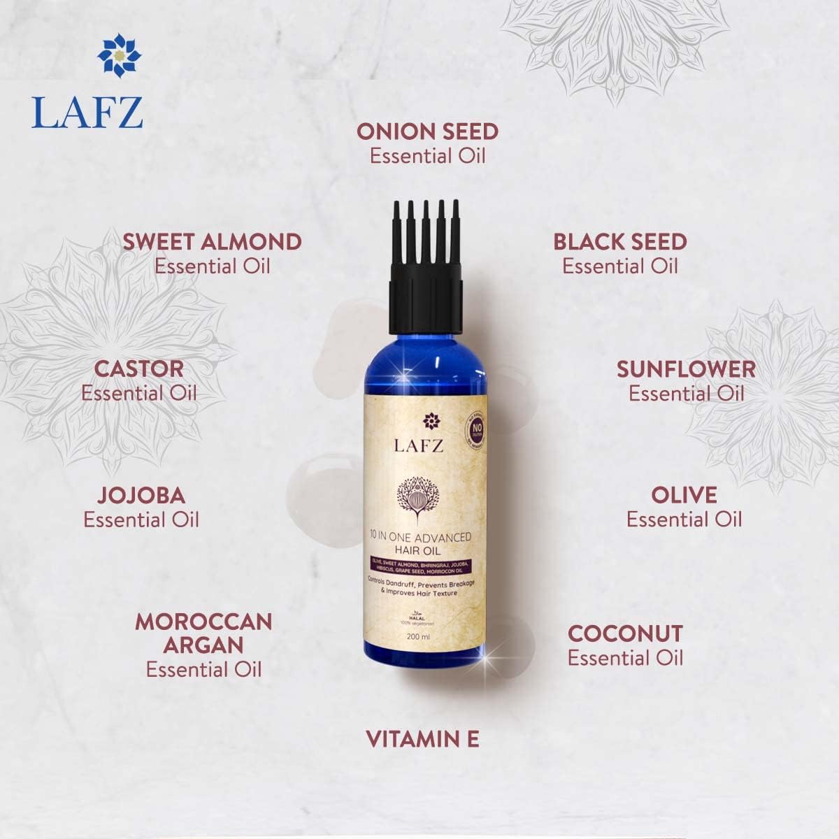 Lafz Advanced 10-in-1 Hair Growth Oil - 100ml | Nourishing Treatment for Dry, Damaged Hair & Scalp Care | Perfect for Daily Use & Styling