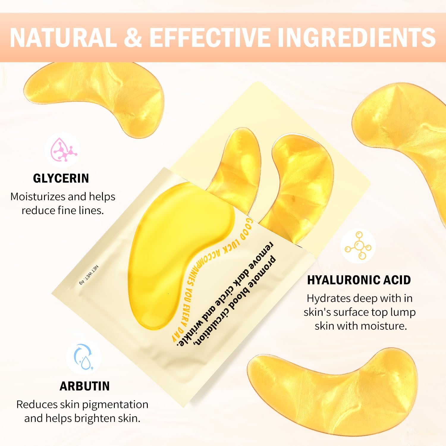24 Pairs Retinol Eye Gel Pads & 30 Pairs Gold Eye Masks for Wrinkles, Puffy Eyes & Dark Circles - Anti-Aging Collagen Under Eye Patches for Night Skincare & Spa Treatment