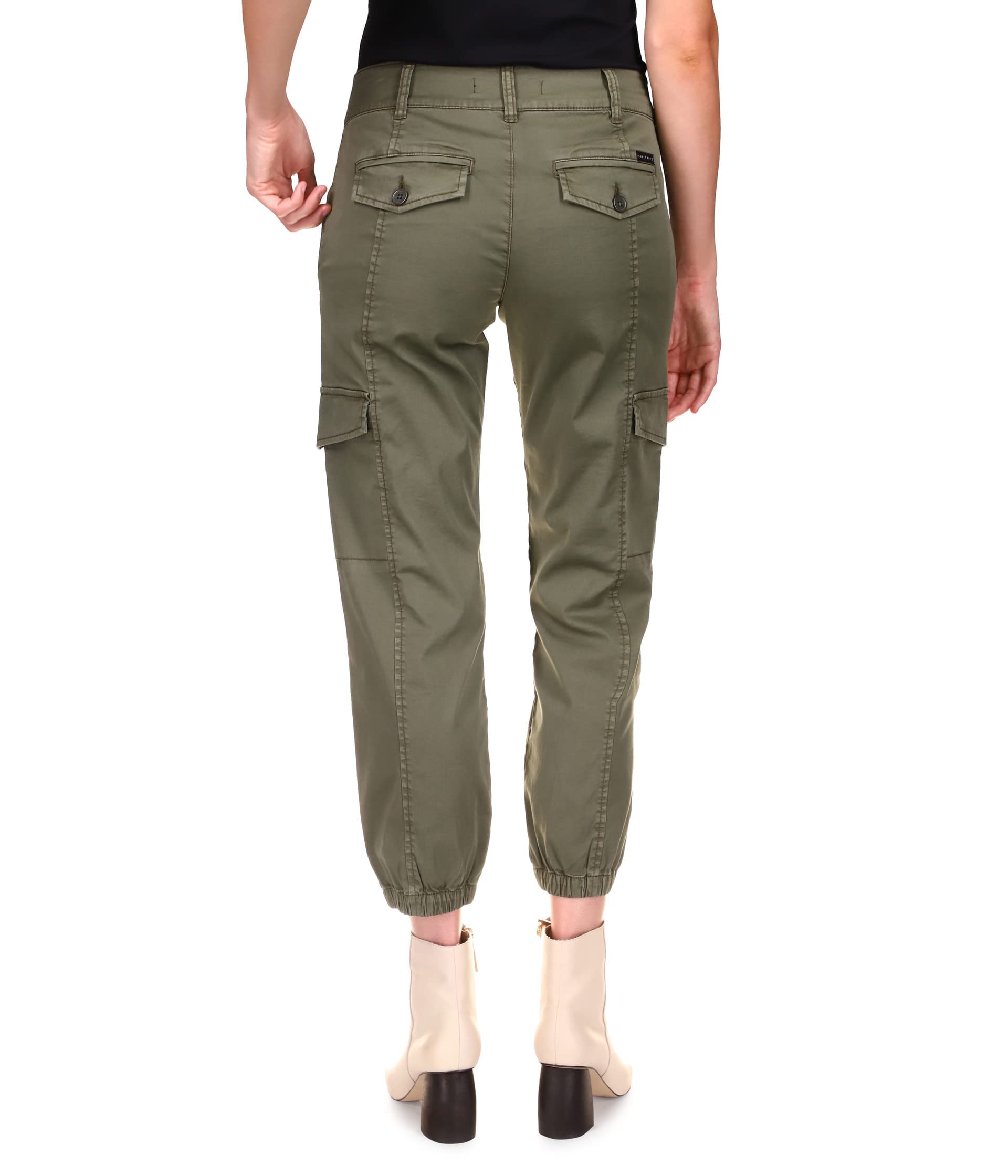 Sanctuary Rebel Women's Cotton-Blend Stretch Pants with Elastic Ankle Cuffs & Side Pockets - Comfortable Casual Pants for Work, Travel & Everyday Wear