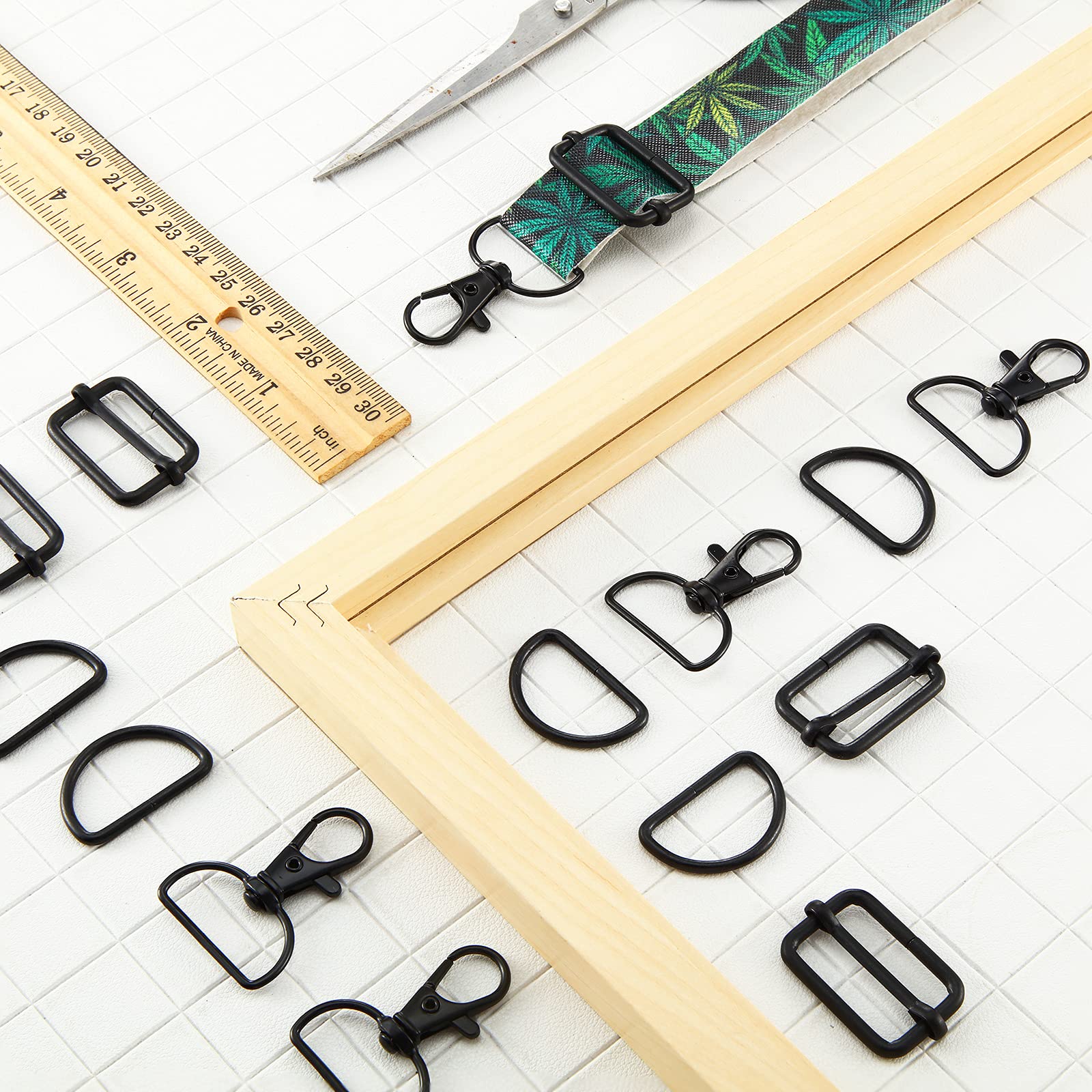 56 Pieces Black 30mm D Rings for Purse & Bag Making - Heavy Duty Buckles for DIY Craft, Handbag, Backpack, Tote & Leather Accessories Hardware