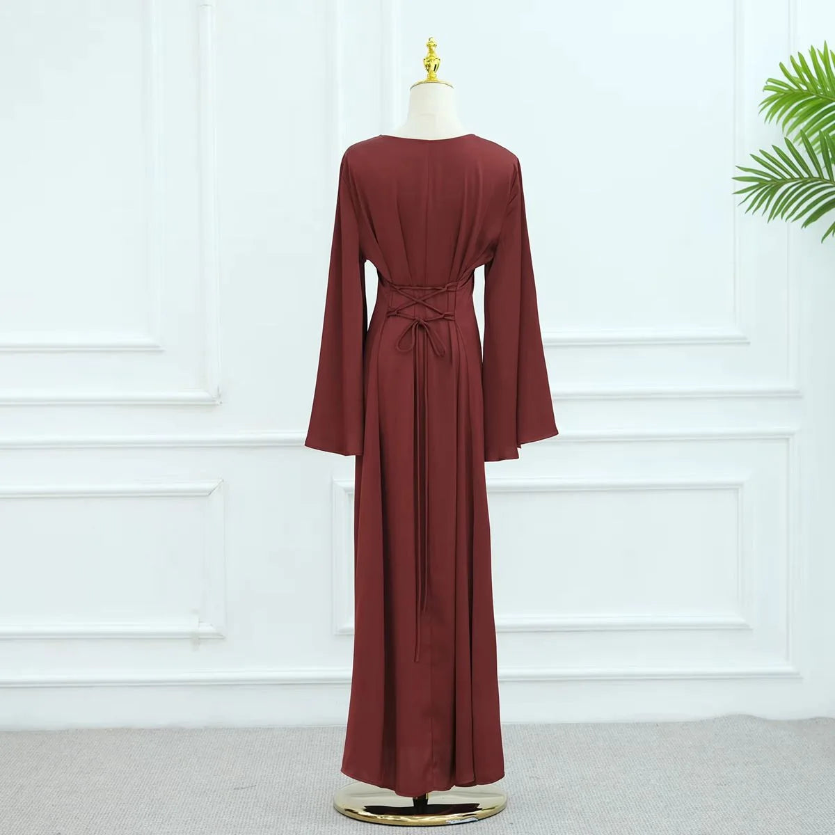Elegant Satin Abaya Dress with Back Strap - Modest Islamic Prayer Dress for Women | Perfect for Eid, Ramadan & Special Occasions