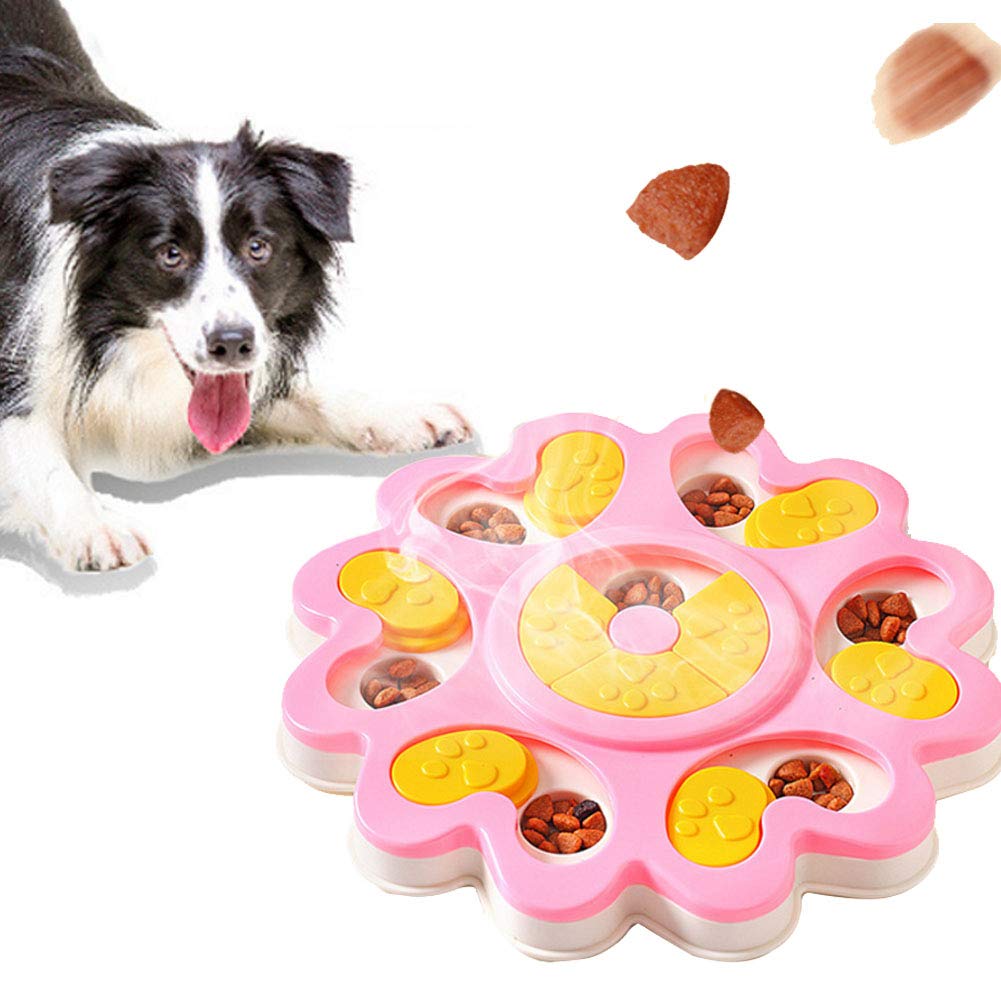 Interactive Dog Puzzle Toy for Treat Dispensing - IQ Training Feeder for Mental Stimulation & Treat Rewards - Pink Pet Food Puzzle for Boredom & Anxiety Relief - Perfect for Indoor Play & Training Sessions