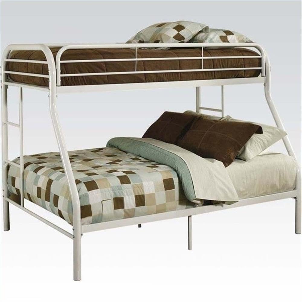 Acme Furniture Tritan Twin Over Full Bunk Bed in White - Space-Saving Kids Bedroom Solution for Siblings or Sleepovers