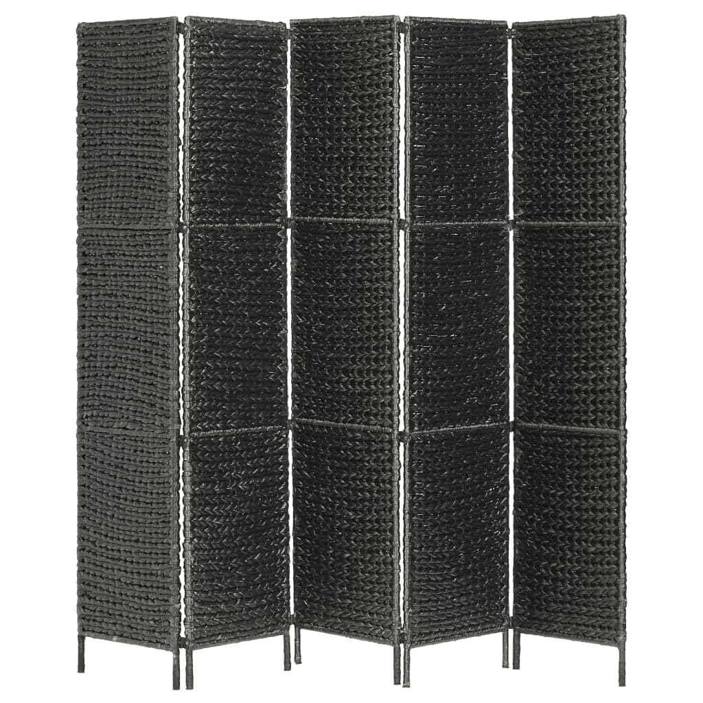 5-Panel Black Water Hyacinth Room Divider Screen 76