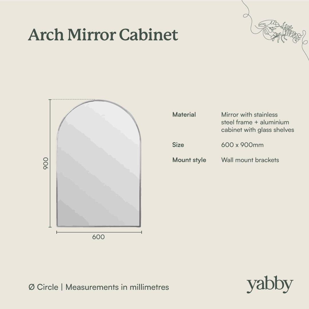 Modern Arch Mirror Cabinet with Warm Brushed Nickel Finish - Perfect for Bathroom Vanity & Bedroom Decor